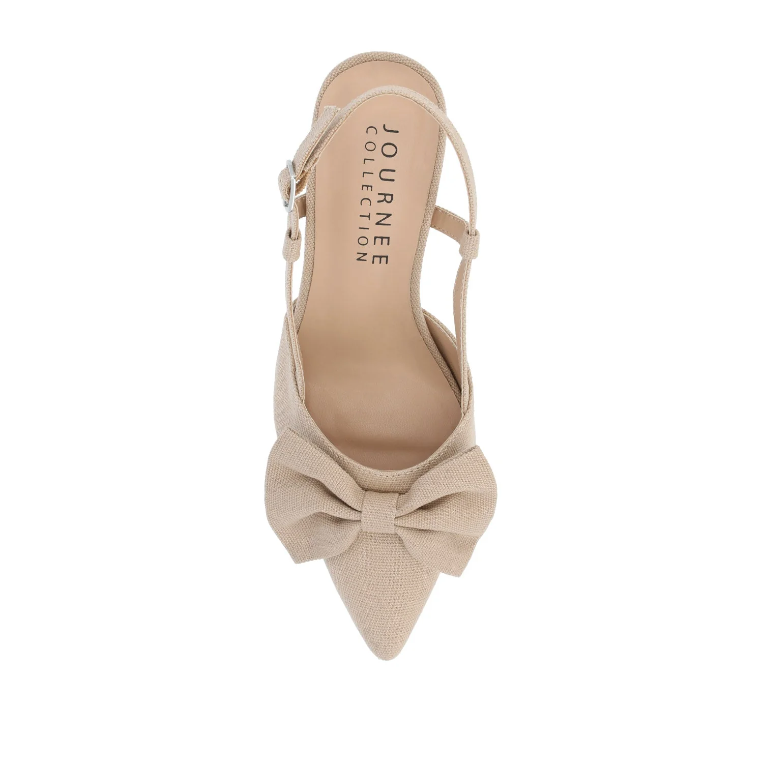 TAILYNN SLINGBACK BLOCK HEELS IN FABRIC - Tan Beige Fabric - Image 6
