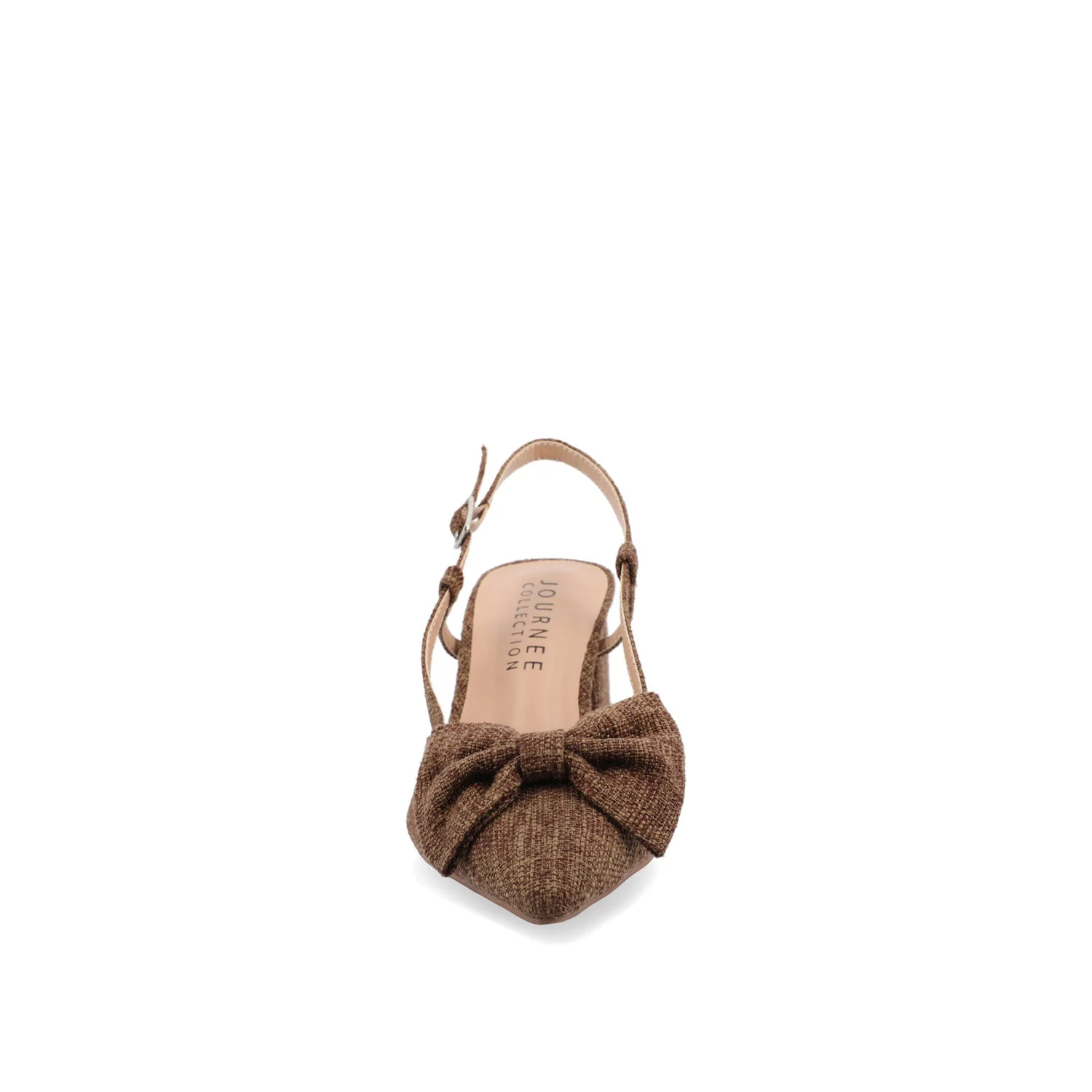 TAILYNN BLOCK PUMP HEELS IN WIDE - Brown Linen - Image 5