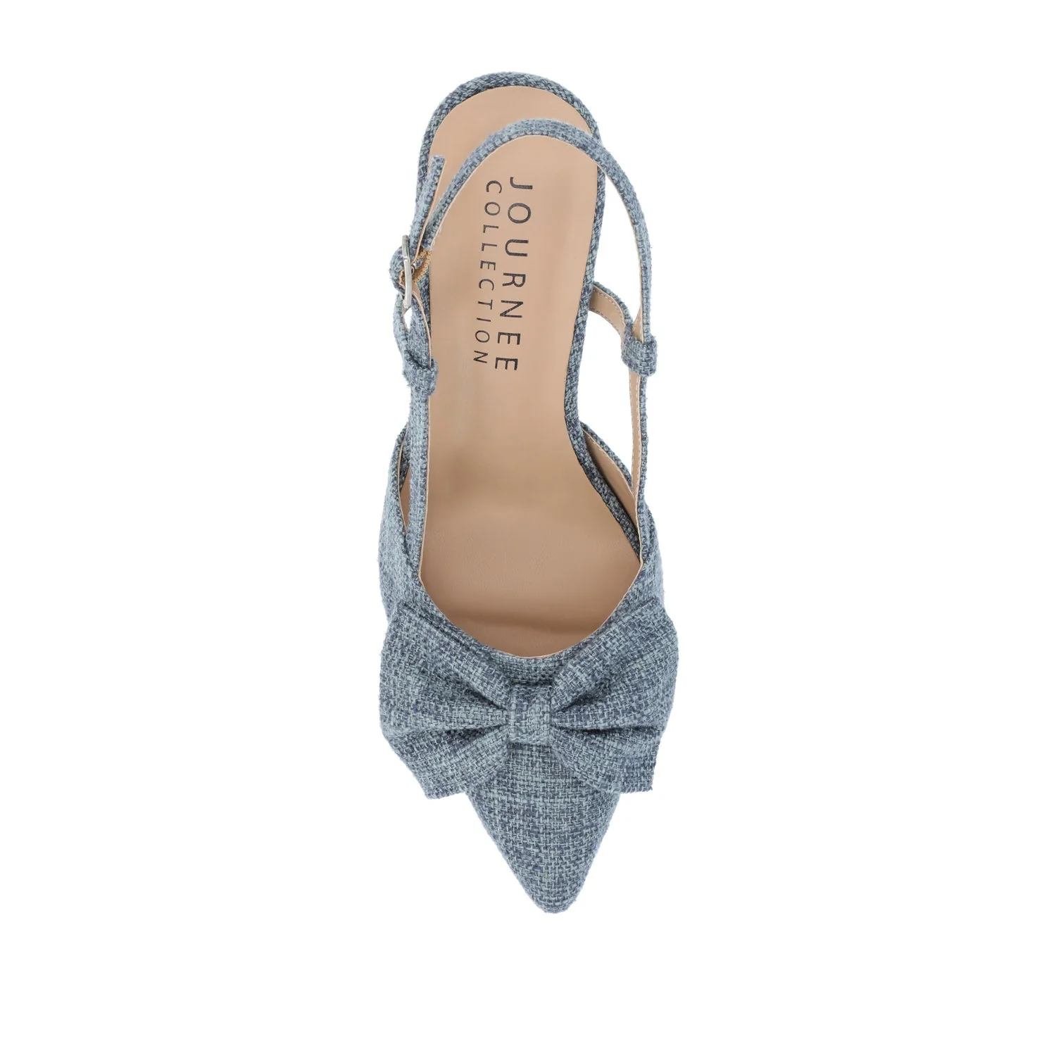 TAILYNN BLOCK PUMP HEELS IN WIDE - Denim Blue Chambray - Image 6
