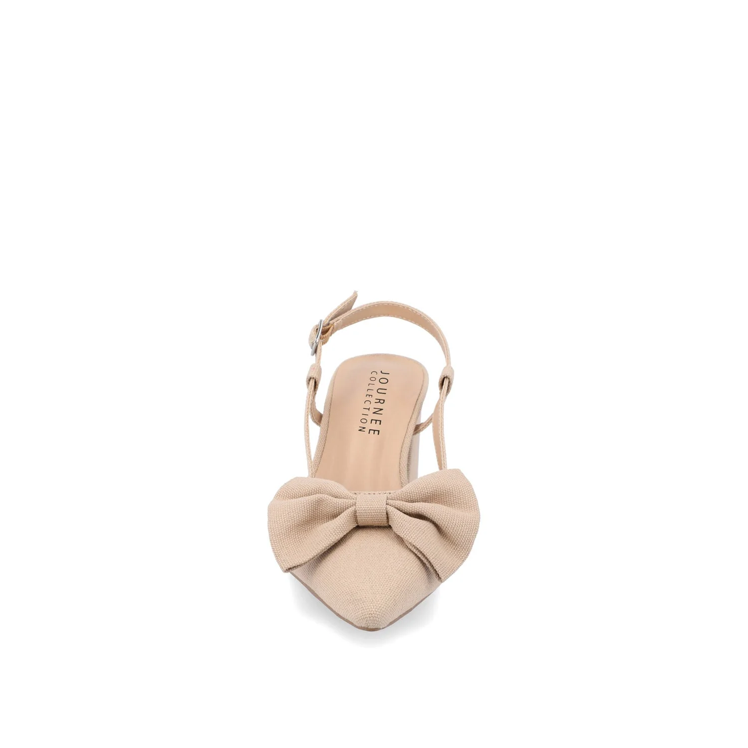TAILYNN BLOCK PUMP HEELS IN WIDE - Tan Beige Fabric - Image 5