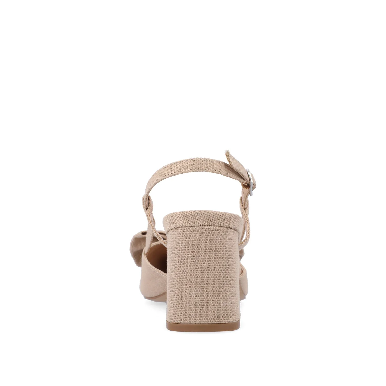 TAILYNN BLOCK PUMP HEELS IN WIDE - Tan Beige Fabric - Image 7