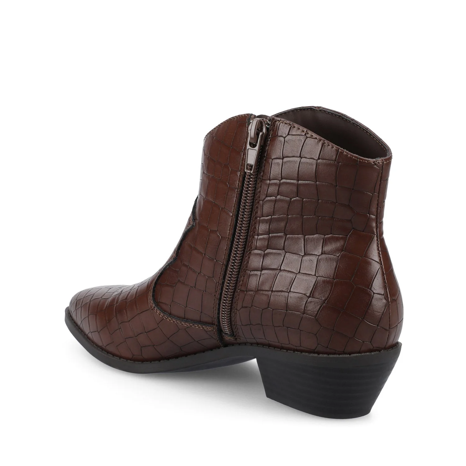 TALIAH WESTERN ANKLE BOOTIES - Brown Croco - Image 3