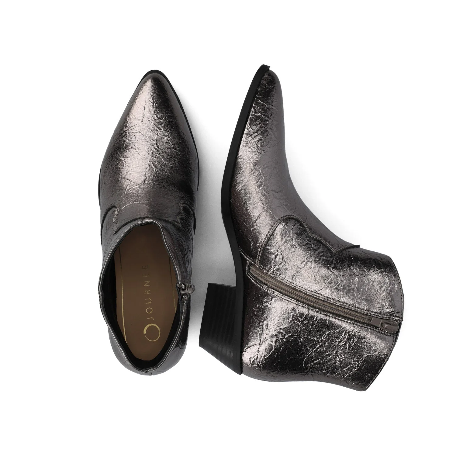 TALIAH WESTERN ANKLE BOOTIES IN WIDE - Pewter - Image 3