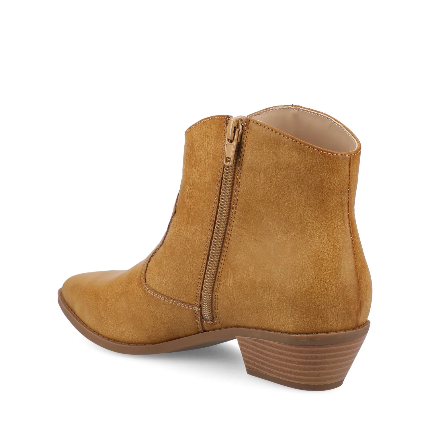 TALIAH WESTERN ANKLE BOOTIES IN WIDE - Tan - Image 4