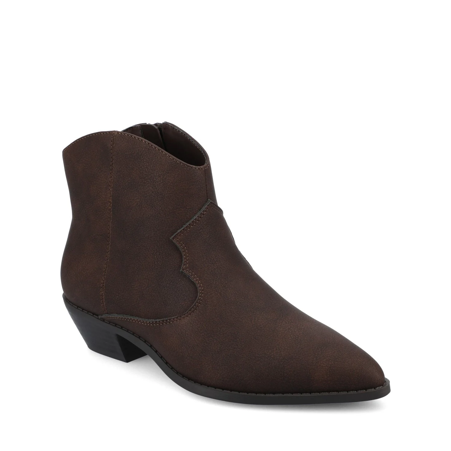 TALIAH WESTERN ANKLE BOOTIES IN WIDE - Vintage Brown - Image 2