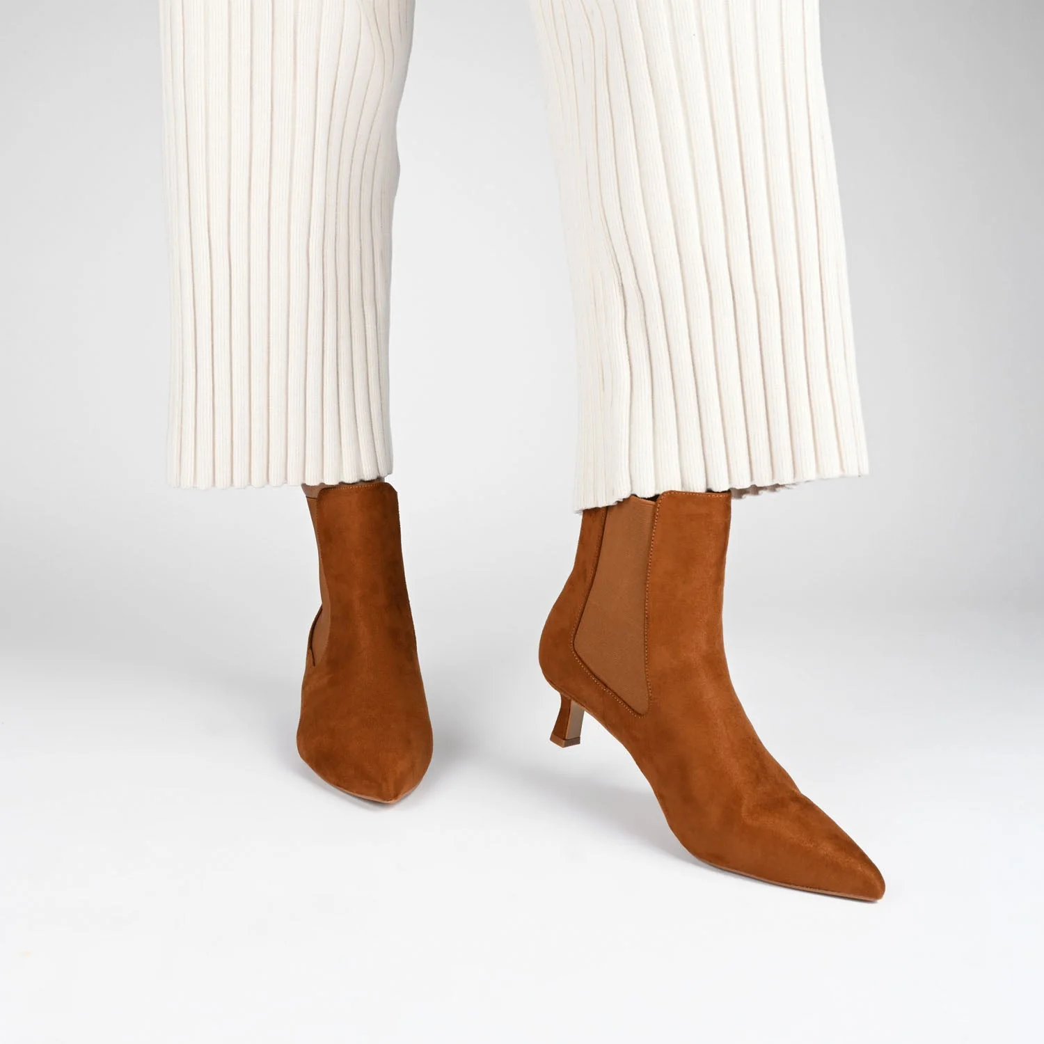 TENLEE CHELSEA BOOTIES IN WIDE - Tan Faux Suede - Image 2