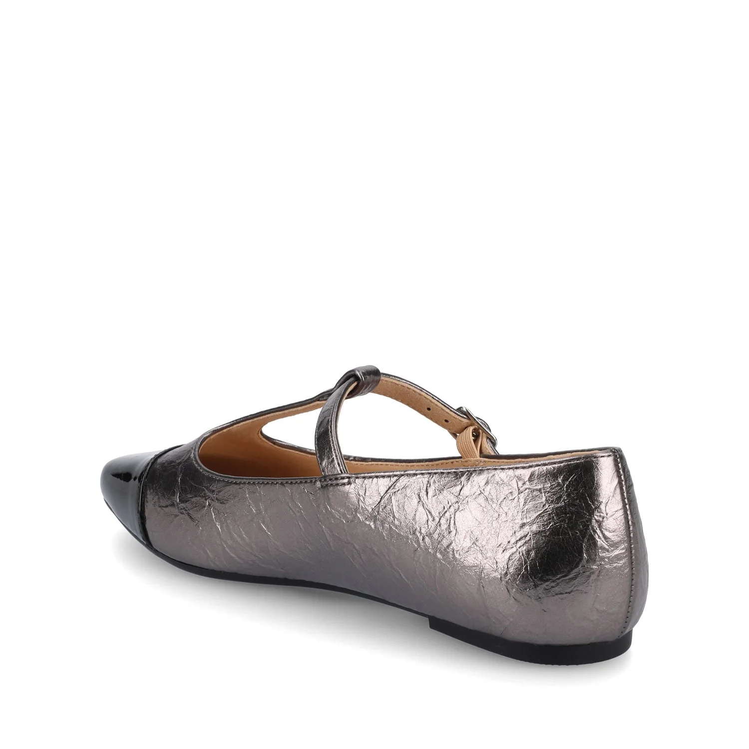 THEAH MARY JANE FLATS IN WIDE - Pewter Crinkle - Image 3