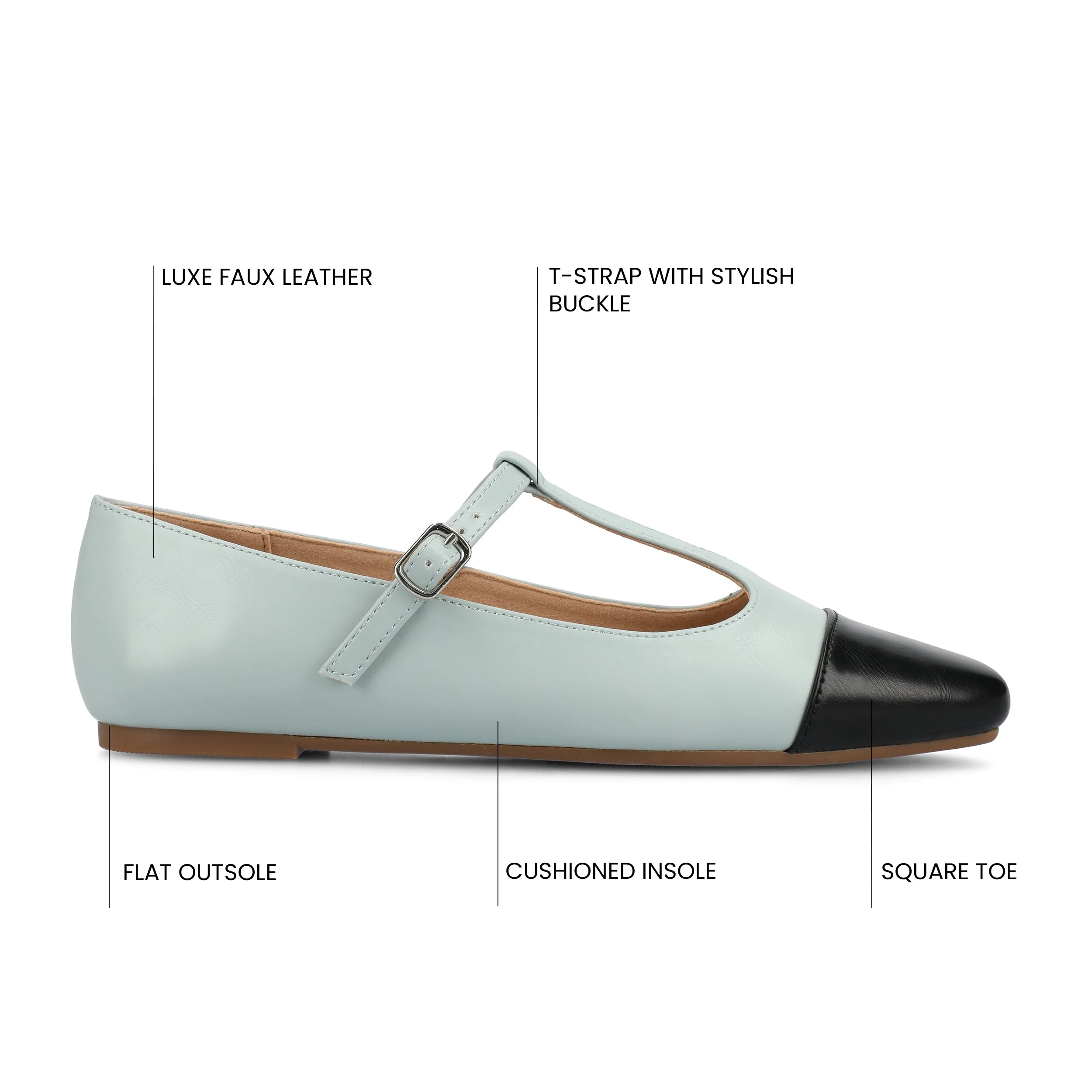 THEAH T-STRAP BALLET FLATS - Light Blue - Image 6