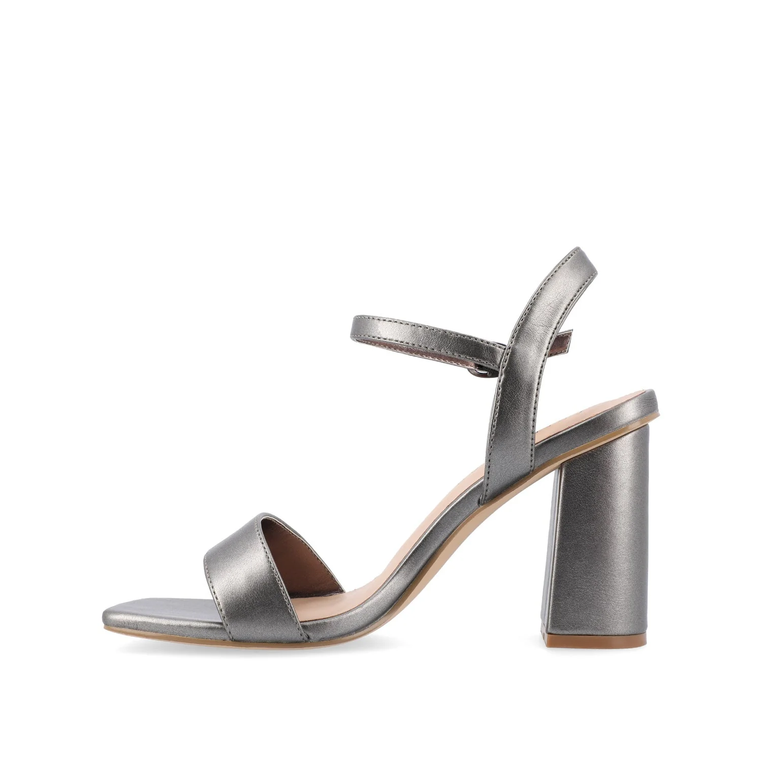 TIVONA STRAPPY BLOCK HEELS IN VEGAN LEATHER - Pewter PU - Image 3