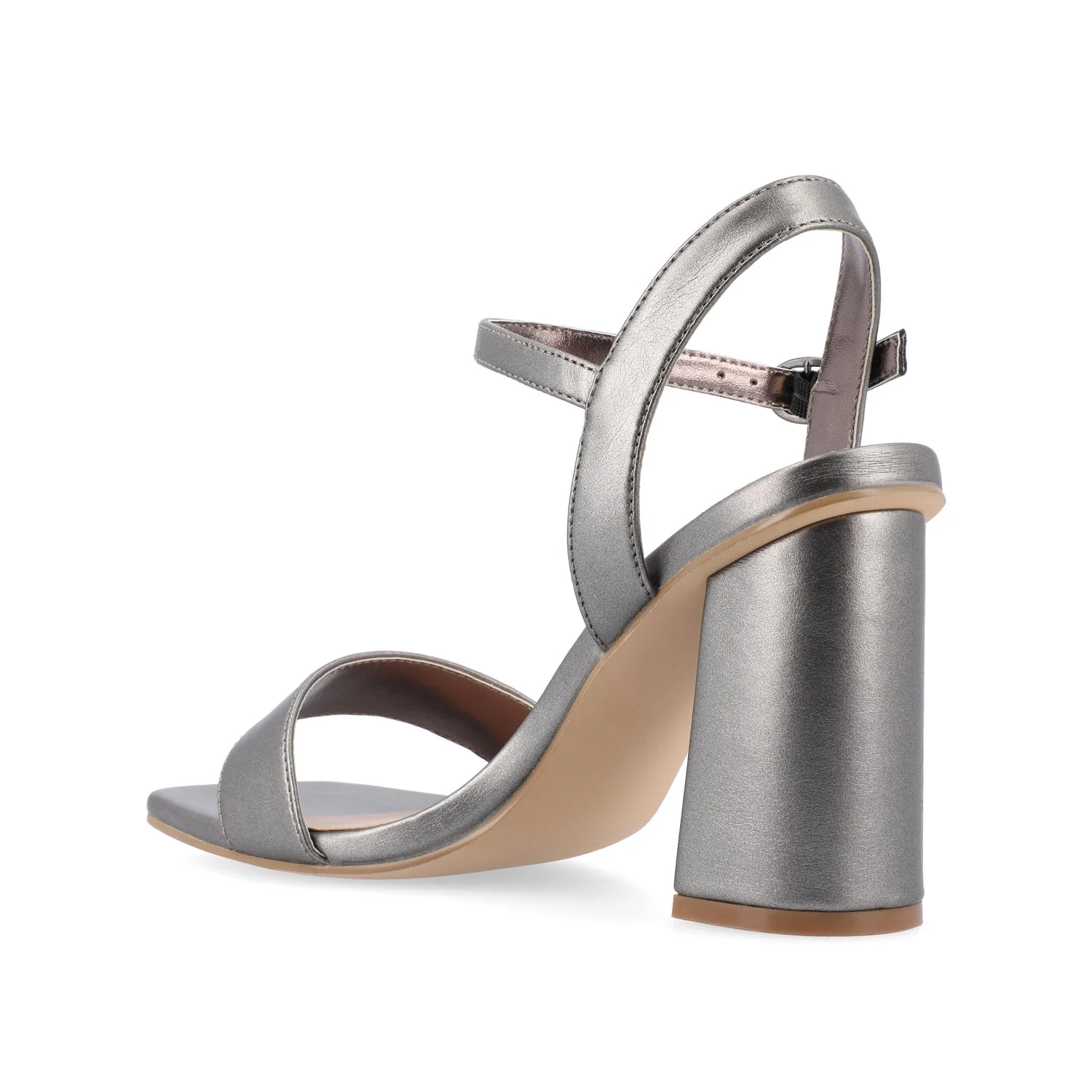 TIVONA STRAPPY BLOCK HEELS IN VEGAN LEATHER - Pewter PU - Image 4