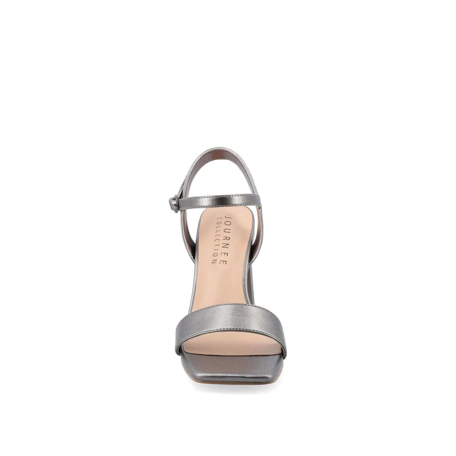 TIVONA STRAPPY BLOCK HEELS IN VEGAN LEATHER - Pewter PU - Image 5