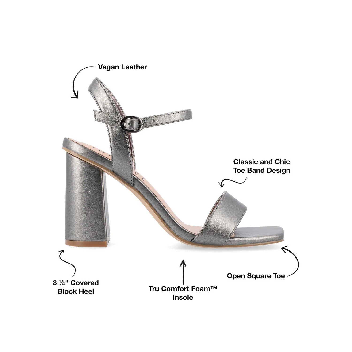 TIVONA STRAPPY BLOCK HEELS IN VEGAN LEATHER - Pewter PU - Image 9