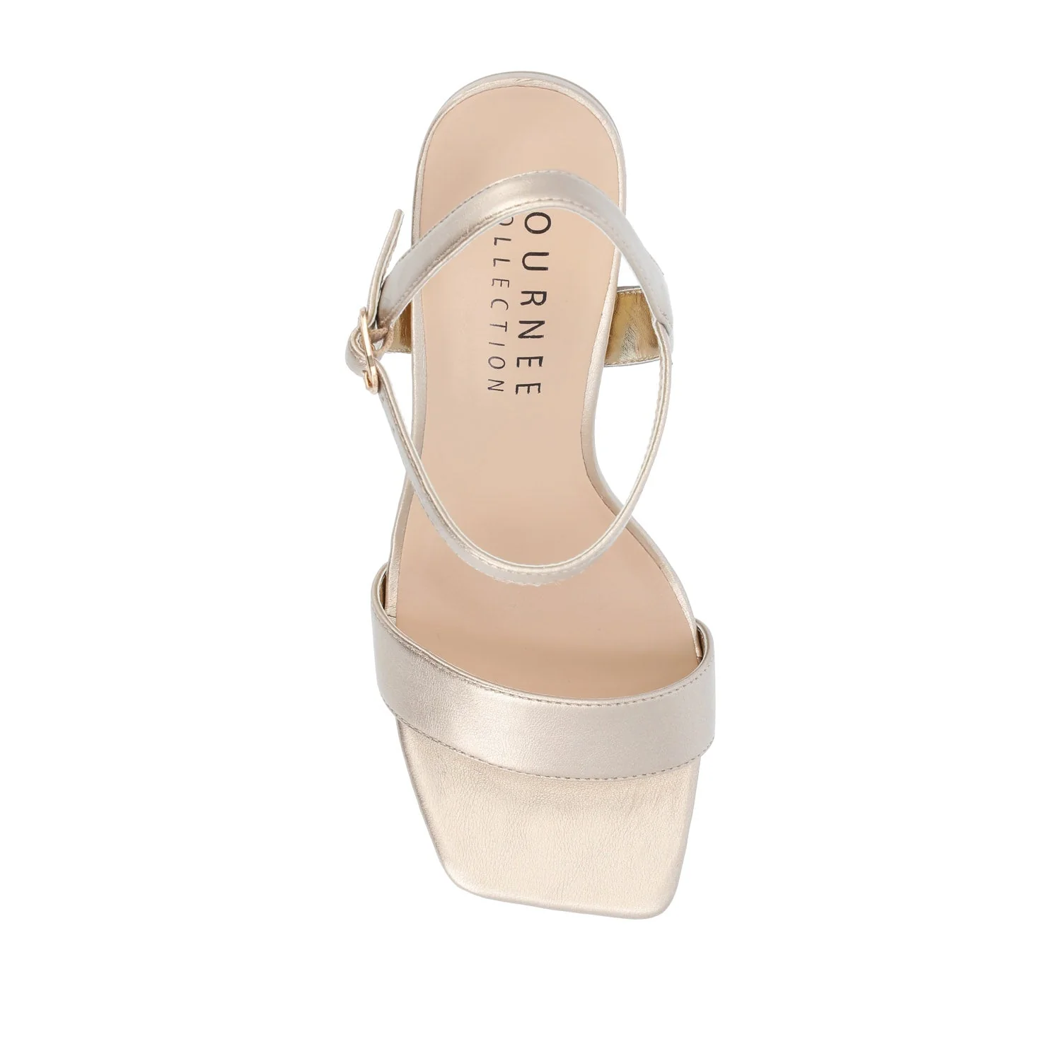 TIVONA STATMENT STRAPPY BLOCK HEELS IN WIDE - Gold PU - Image 6
