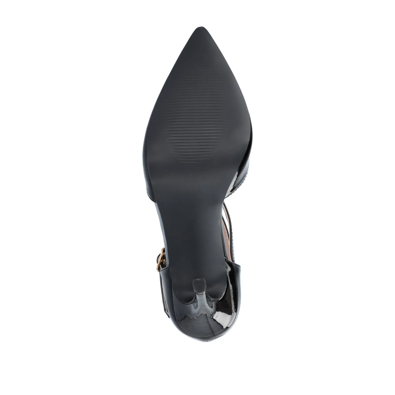 TRU T-STRAP STILETTO PUMP HEELS IN PATENT - Black - Image 8