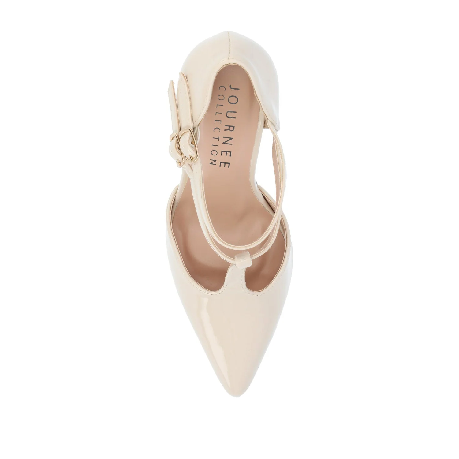 TRU T-STRAP STILETTO PUMP HEELS IN PATENT - Off White - Image 6