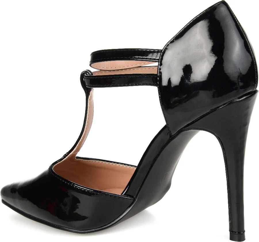 TRU T-STRAP STILETTO PUMP HEELS IN WIDE - Black - Image 3