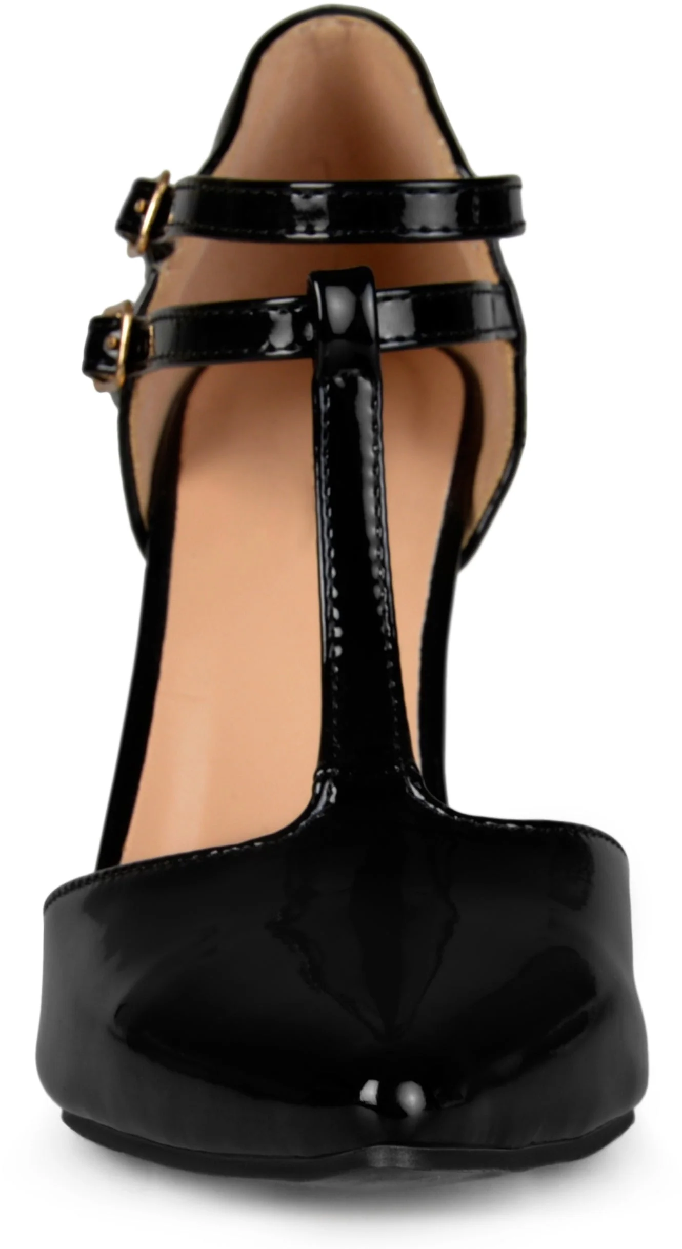 TRU T-STRAP STILETTO PUMP HEELS IN WIDE - Black - Image 4