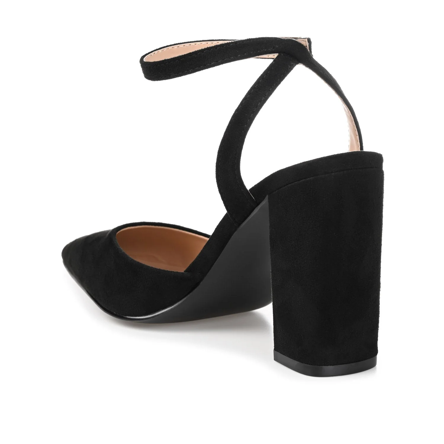 TYYRA BLOCK HEELS IN FAUX SUEDE - Black - Image 4