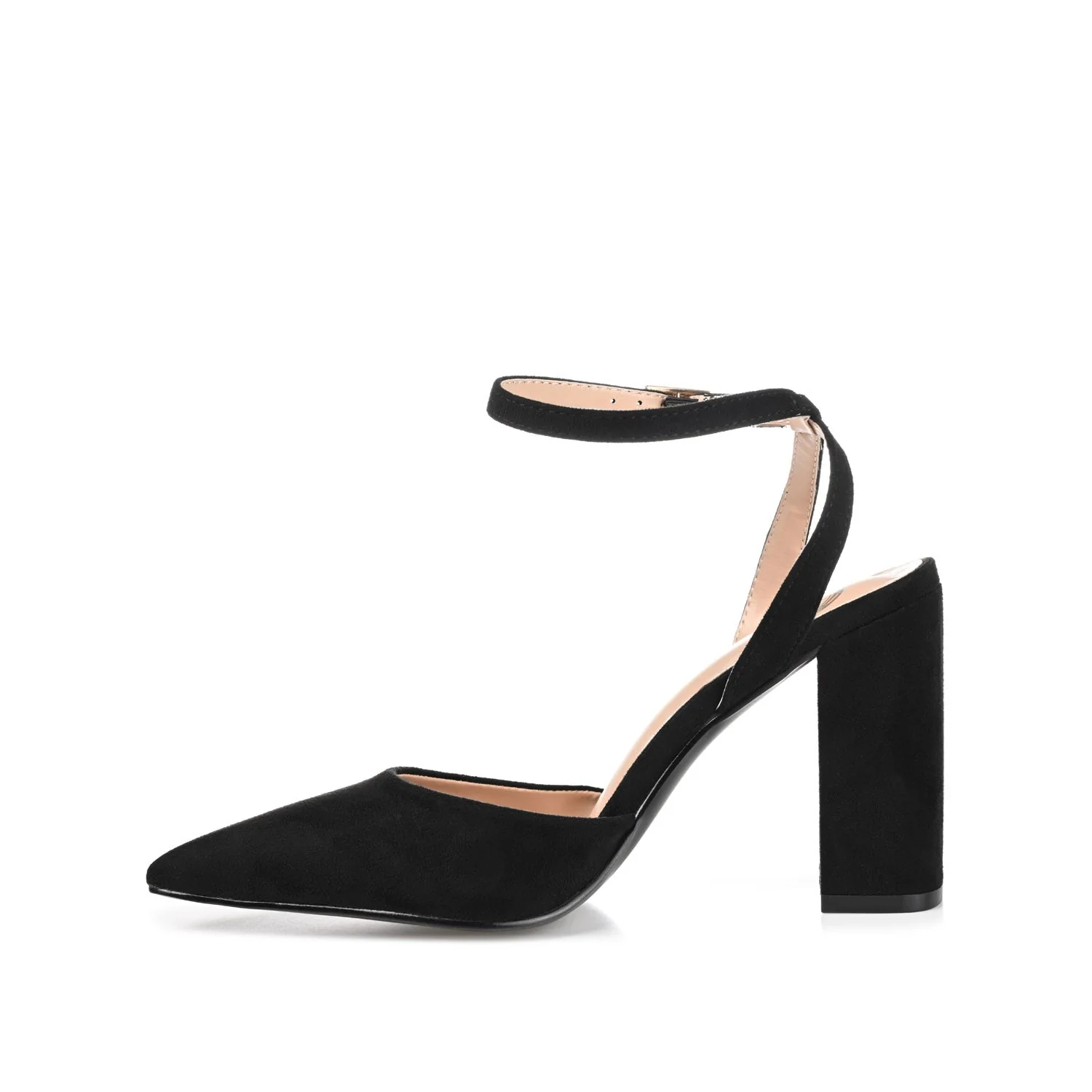 TYYRA BLOCK HEELS IN FAUX SUEDE IN WIDE - Black PU - Image 2