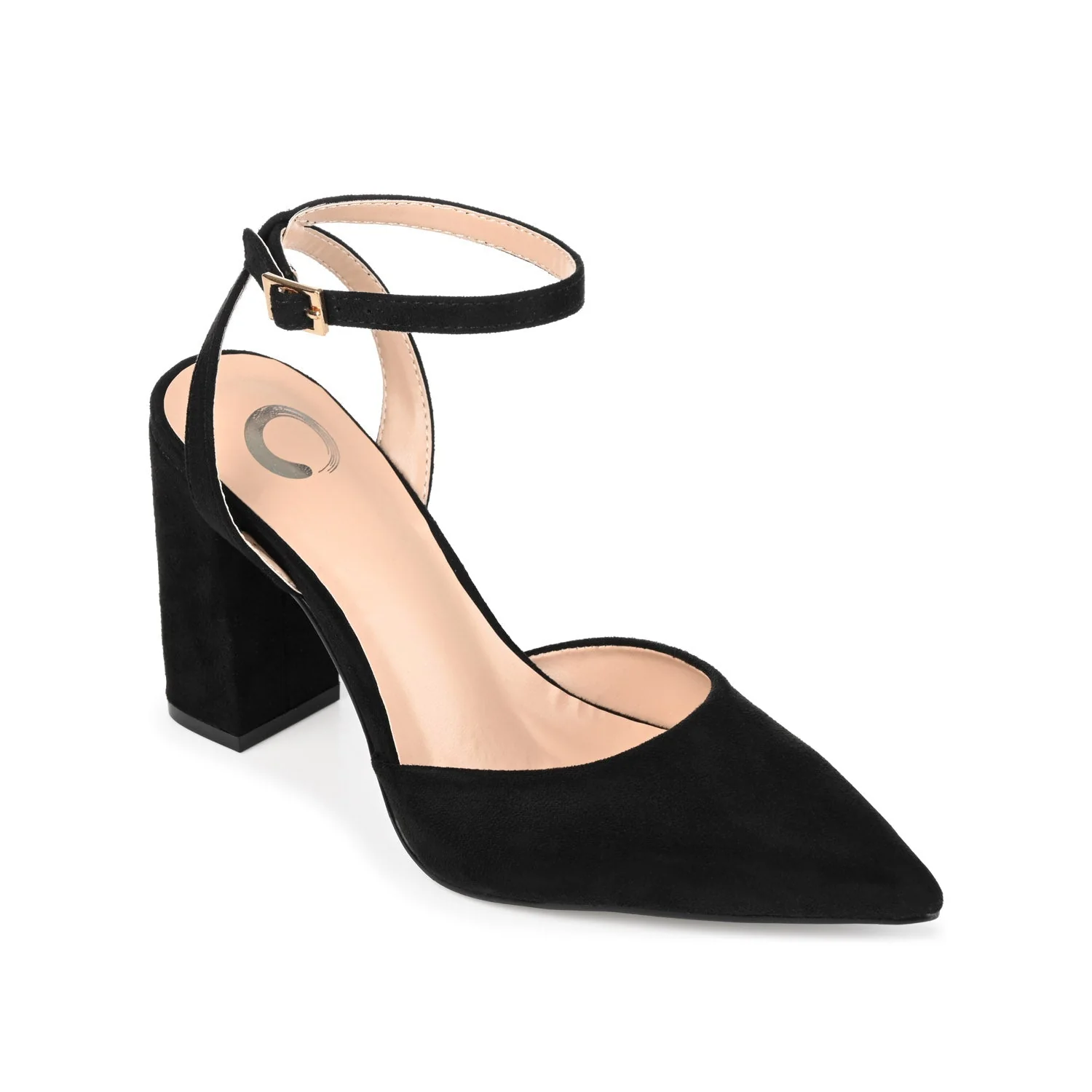 TYYRA BLOCK HEELS IN FAUX SUEDE IN WIDE - Black PU - Image 3