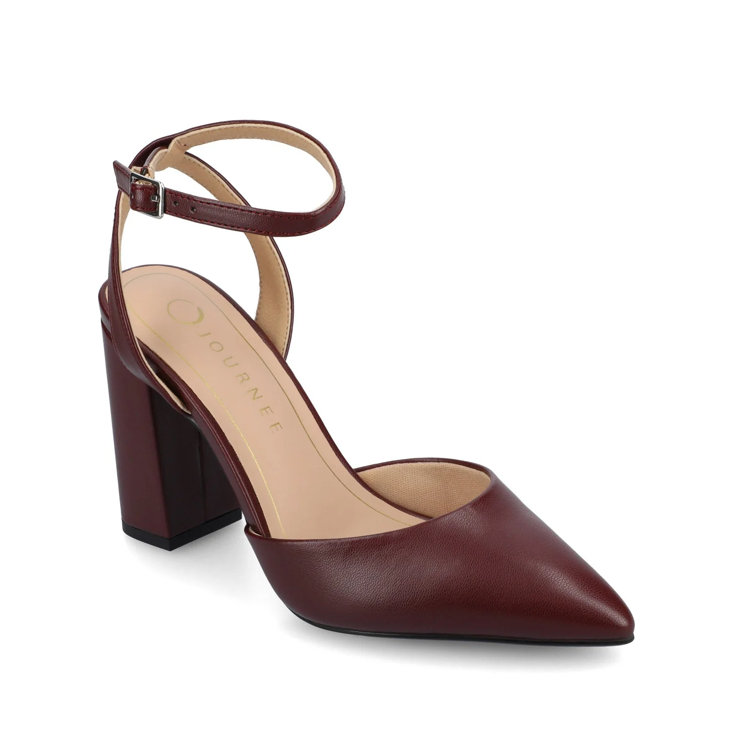 TYYRA BLOCK HEELS IN FAUX SUEDE IN WIDE - Oxblood Nubuck - Image 2