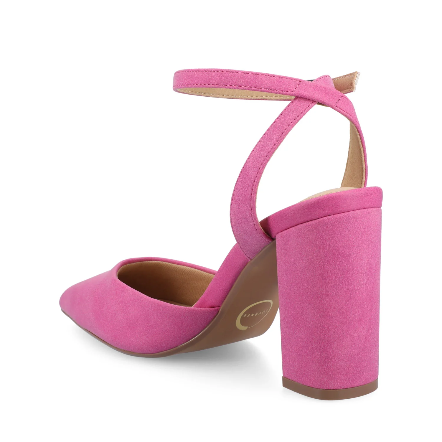 TYYRA BLOCK HEELS IN FAUX SUEDE IN WIDE - Hot Pink - Image 3