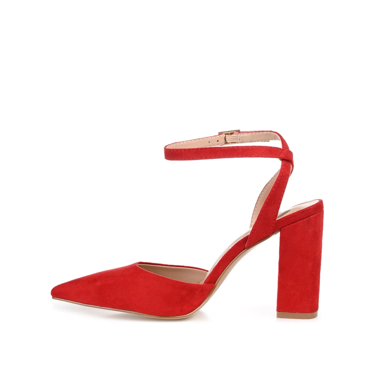 TYYRA BLOCK HEELS IN FAUX SUEDE IN WIDE - Red - Image 2