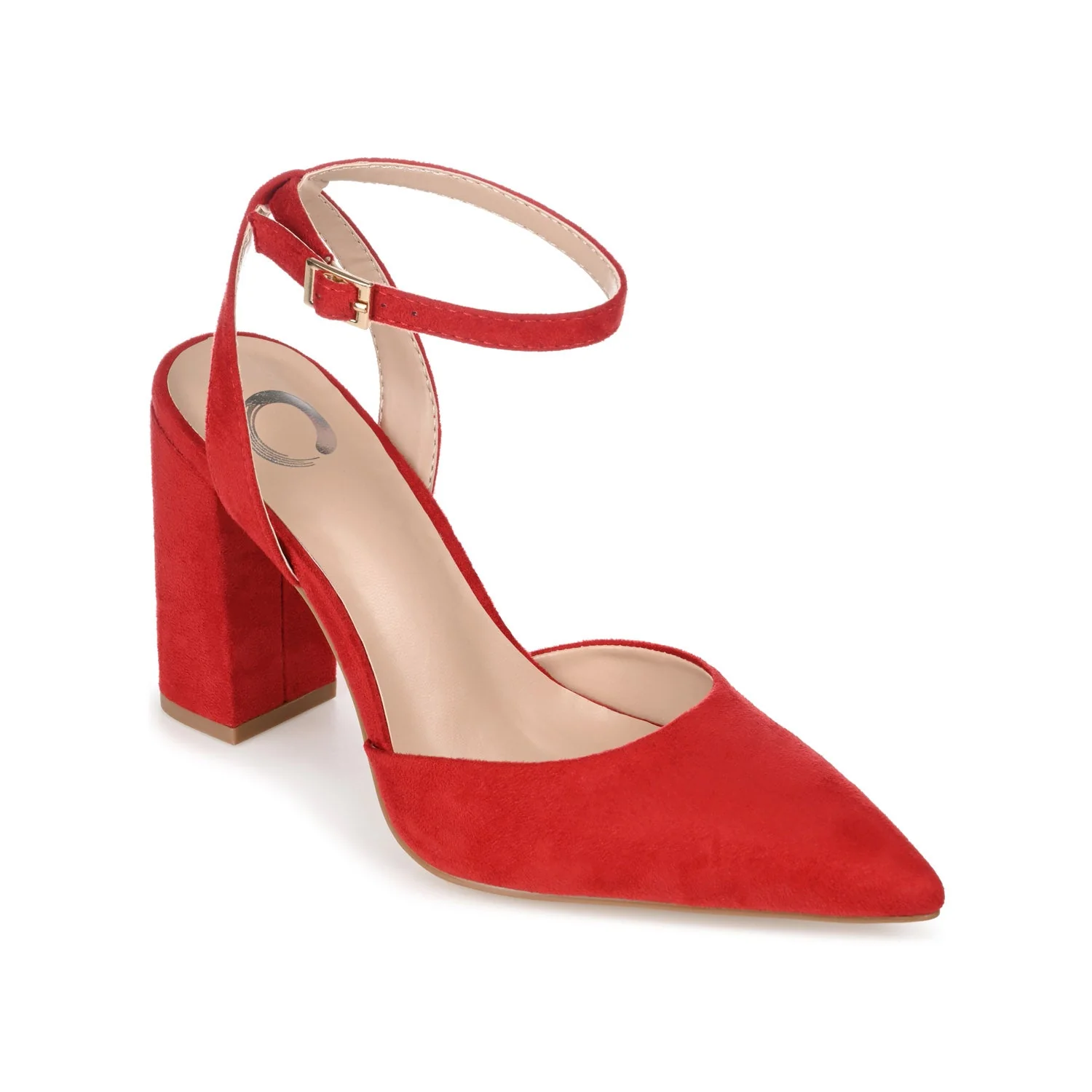 TYYRA BLOCK HEELS IN FAUX SUEDE IN WIDE - Red - Image 3