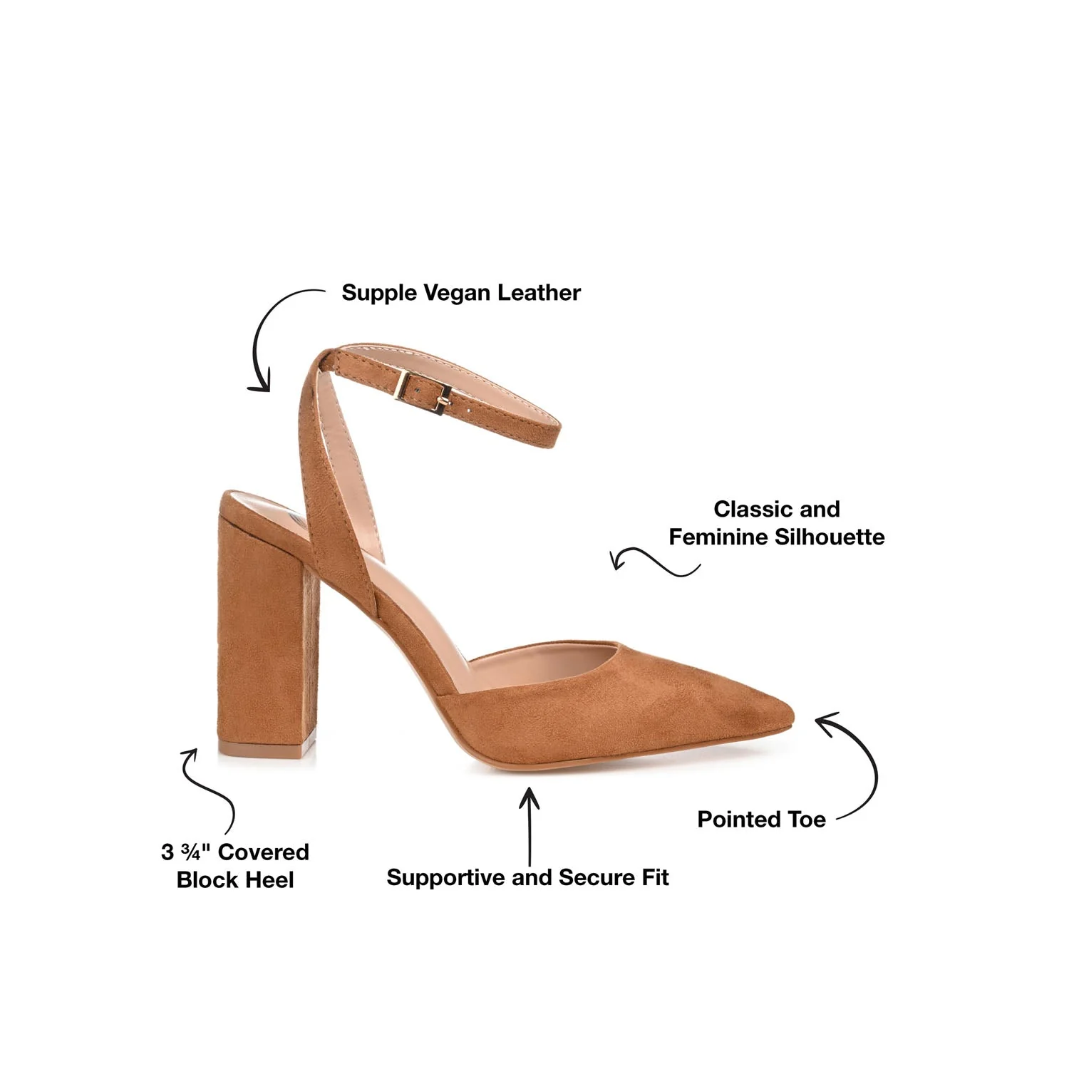 TYYRA BLOCK HEELS IN FAUX SUEDE IN WIDE - Tan - Image 9