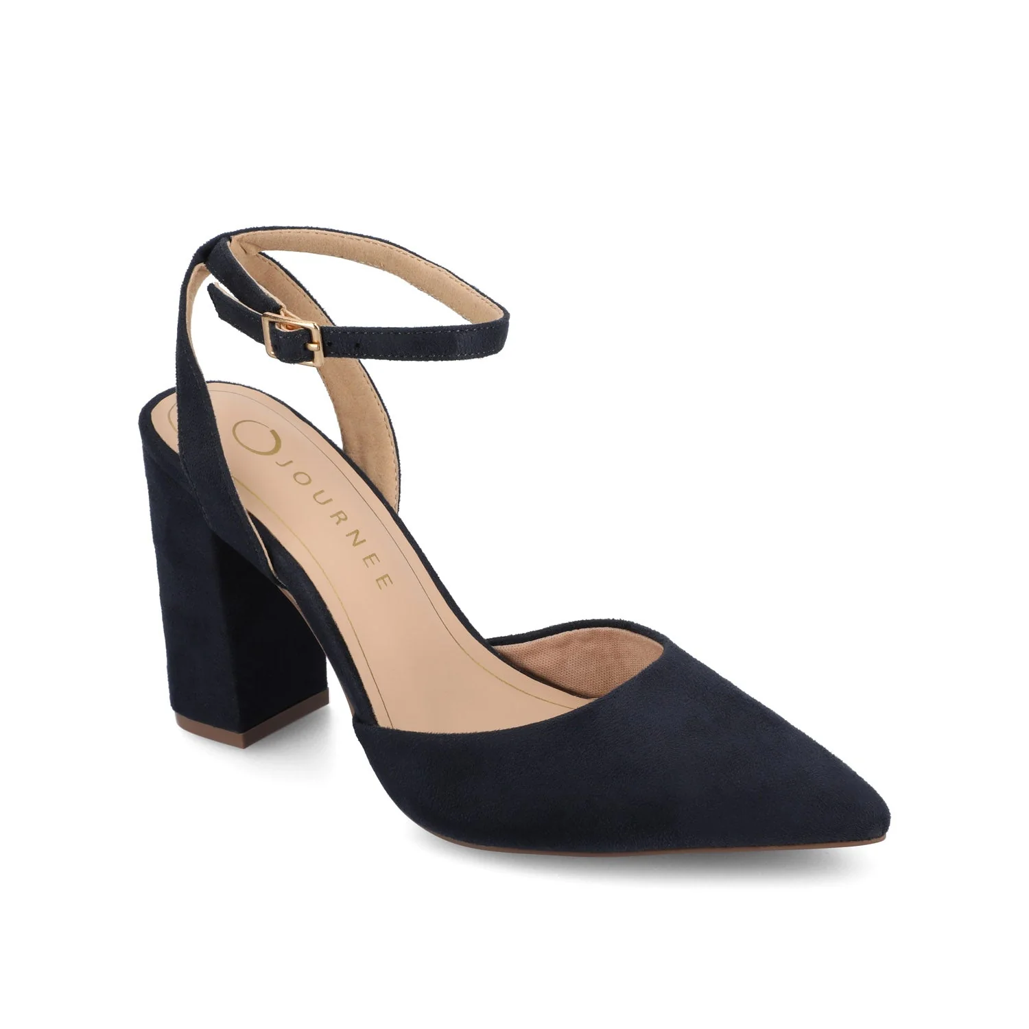 TYYRA BLOCK HEELS IN FAUX SUEDE - Navy Nubuck - Image 2