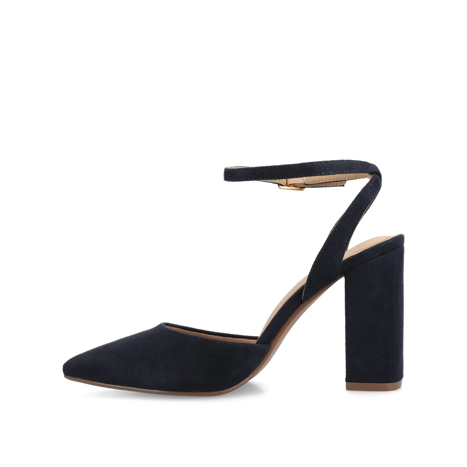 TYYRA BLOCK HEELS IN FAUX SUEDE - Navy Nubuck - Image 3