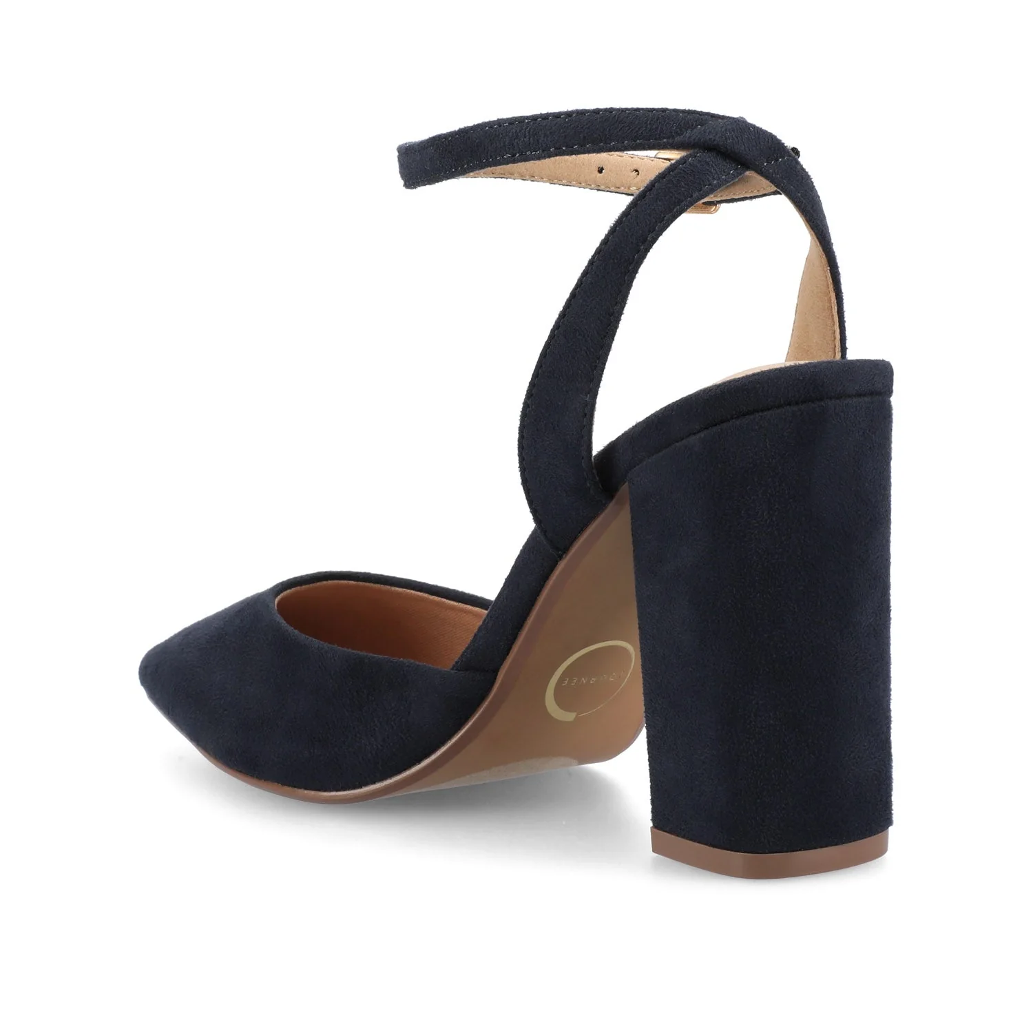 TYYRA BLOCK HEELS IN FAUX SUEDE - Navy Nubuck - Image 4