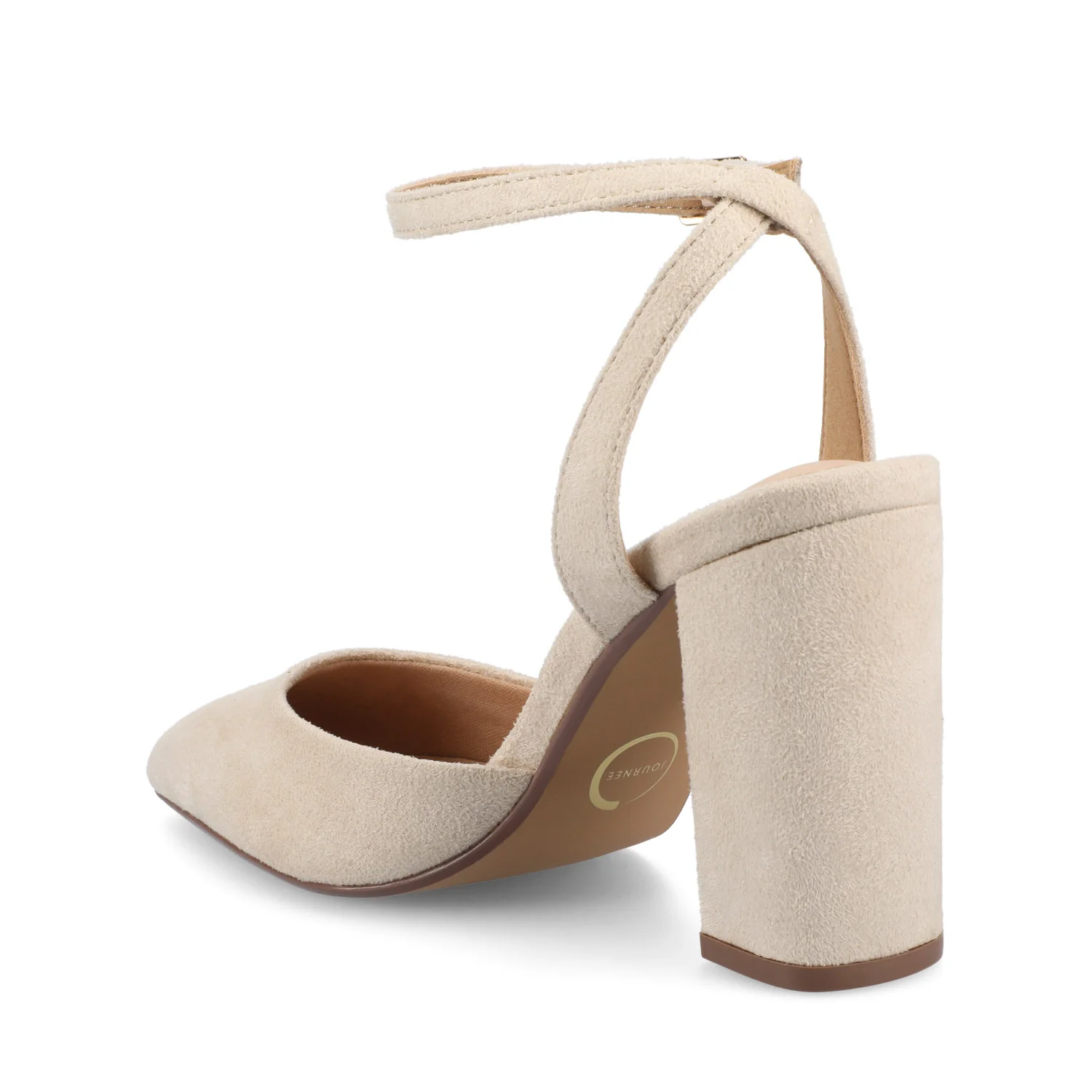 TYYRA BLOCK HEELS IN FAUX SUEDE - Nude - Image 3