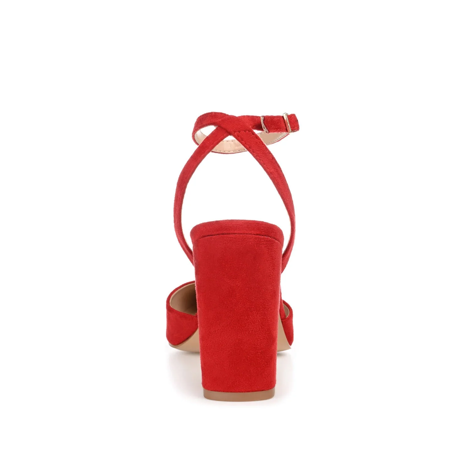TYYRA BLOCK HEELS IN FAUX SUEDE - Red - Image 7