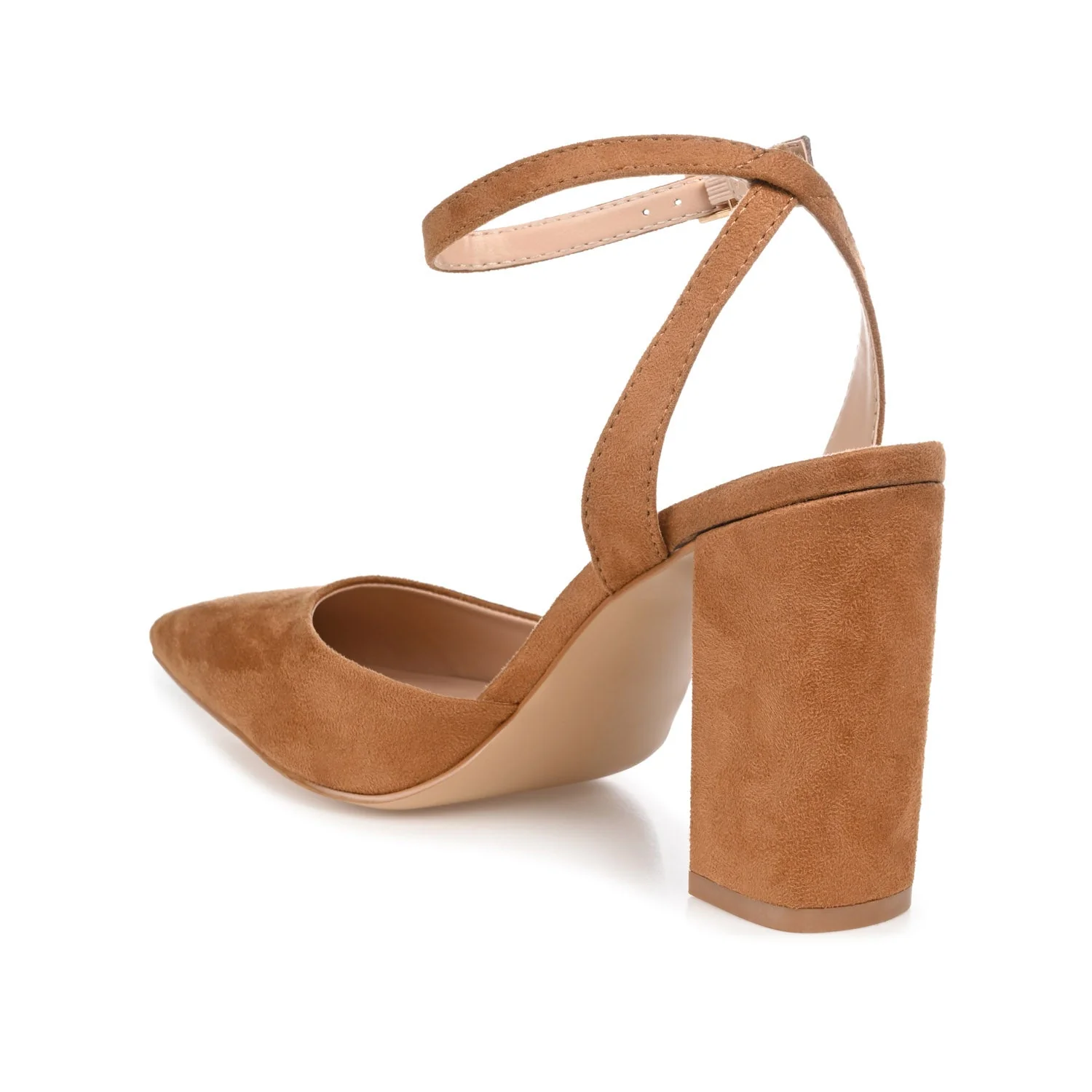 TYYRA BLOCK HEELS IN FAUX SUEDE - Tan - Image 4