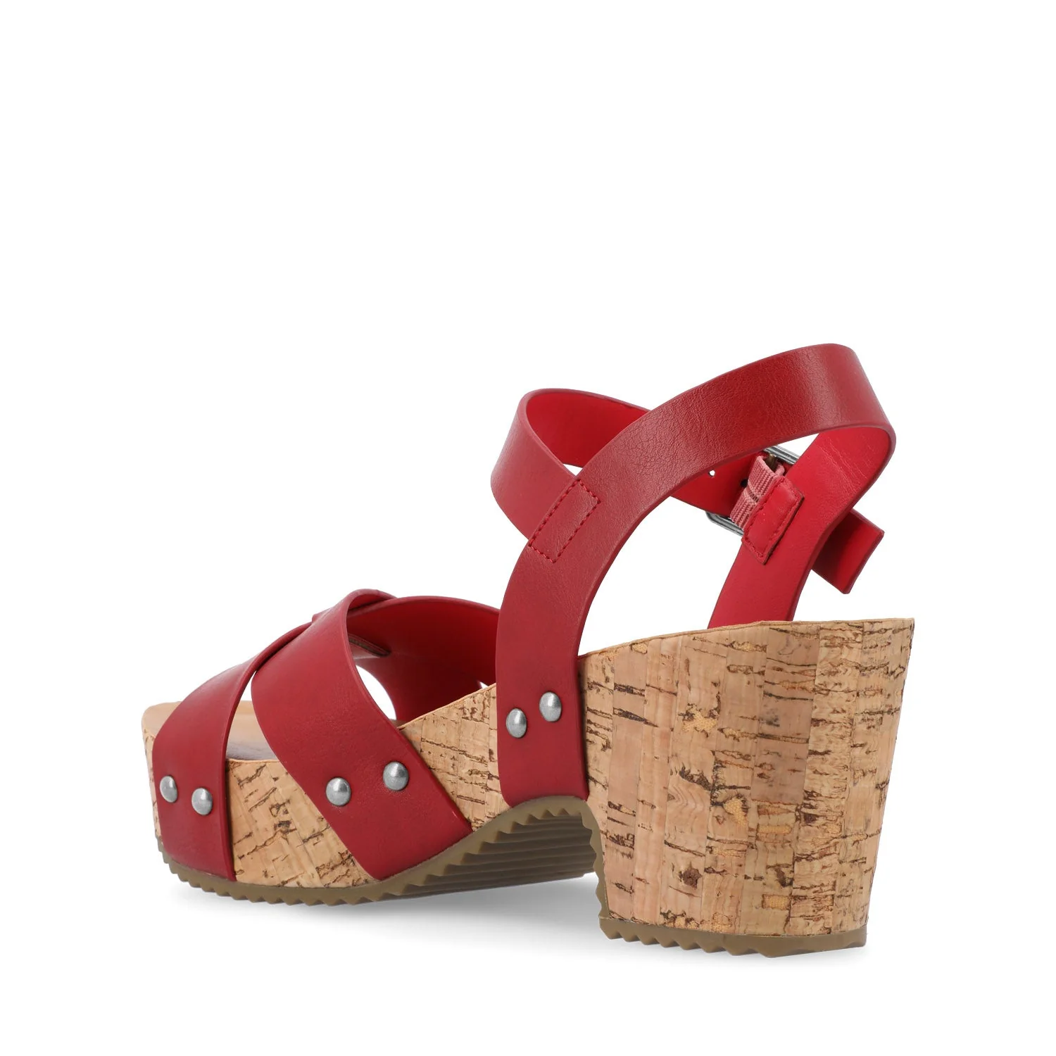 VALENTINA HEELED SANDALS IN VEGAN LEATHER - Red - Image 3