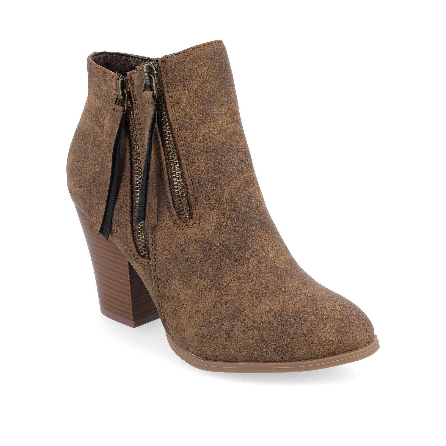 VALLY ZIP-UP WESTERN BOOTIES IN VEGAN LEATHER - Brown - Image 2