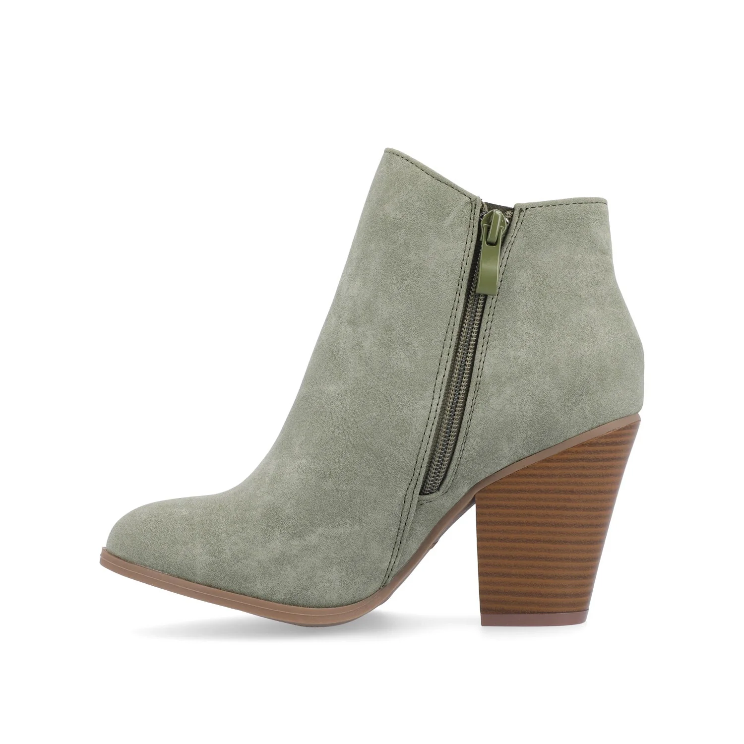VALLY ZIP-UP WESTERN BOOTIES IN WIDE - Olive - Image 3