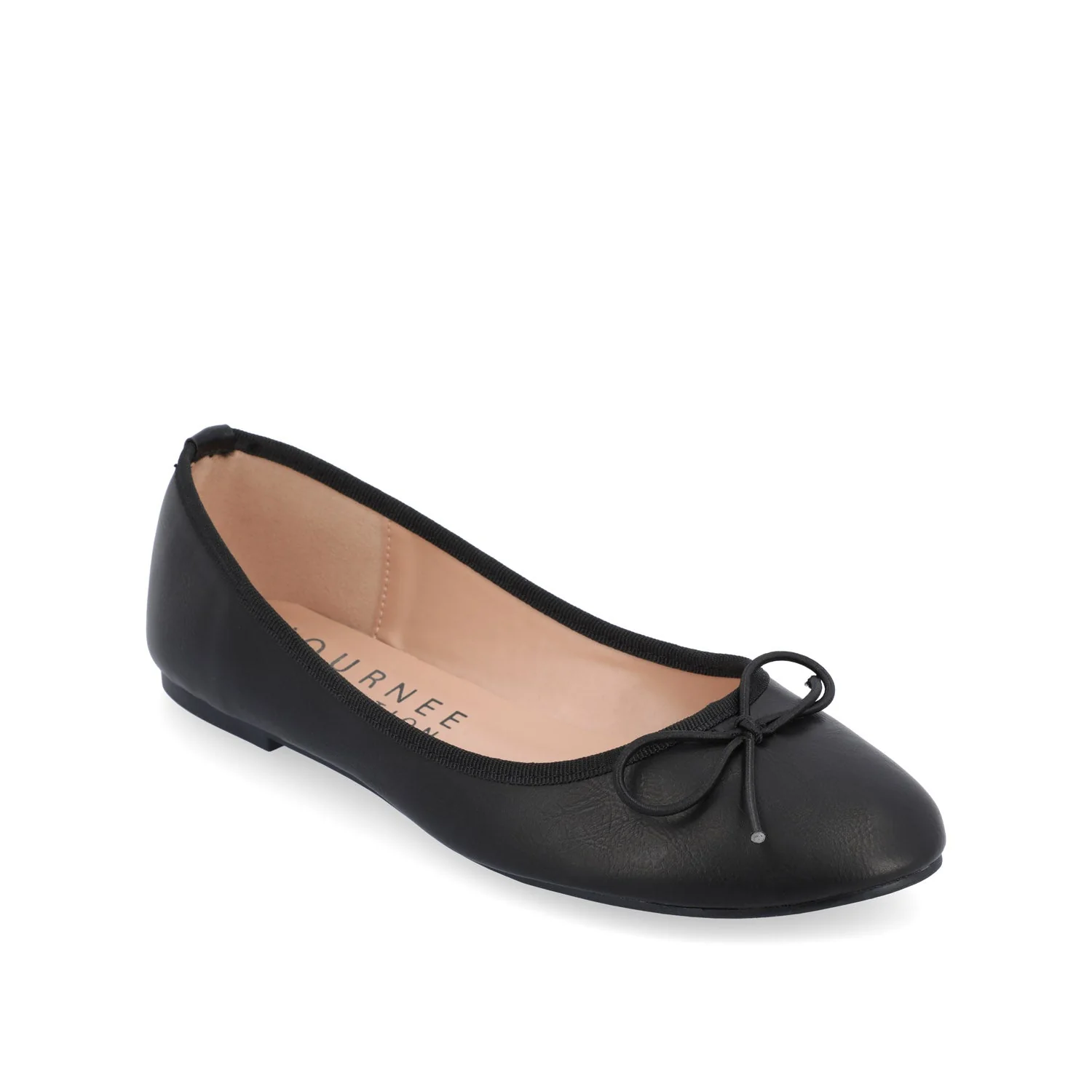 VIKA VEGAN LEATHER BALLET FLATS IN WIDE - Black - Image 2