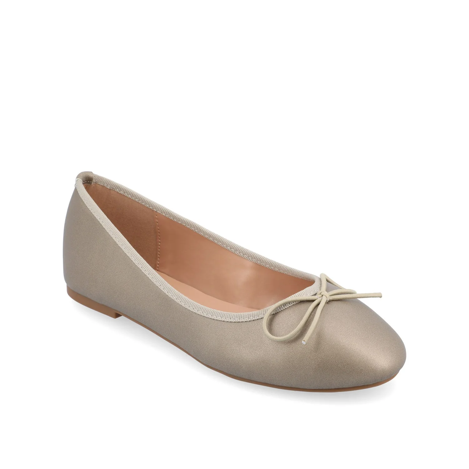 VIKA VEGAN LEATHER BALLET FLATS IN WIDE - Pewter PU - Image 2
