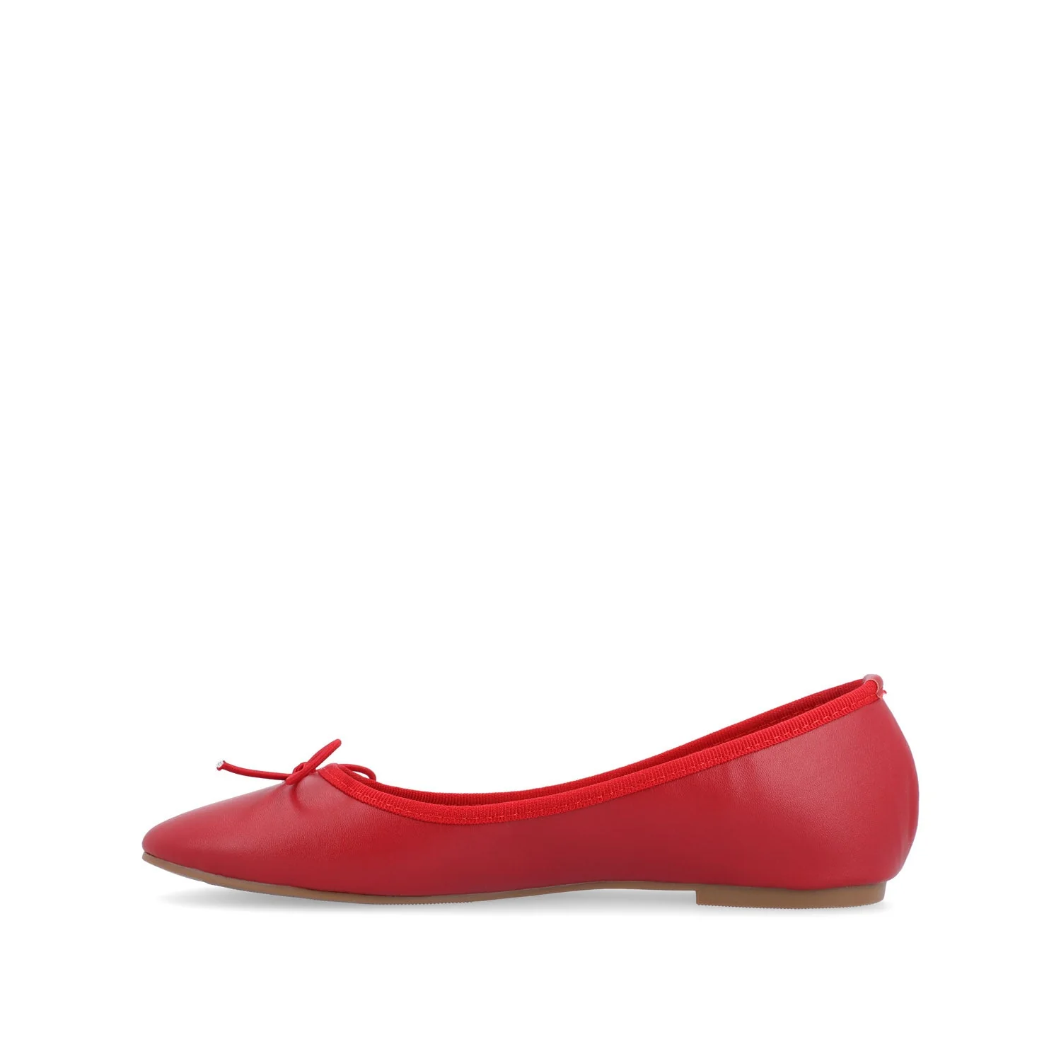 VIKA VEGAN LEATHER BALLET FLATS IN WIDE - Red - Image 3