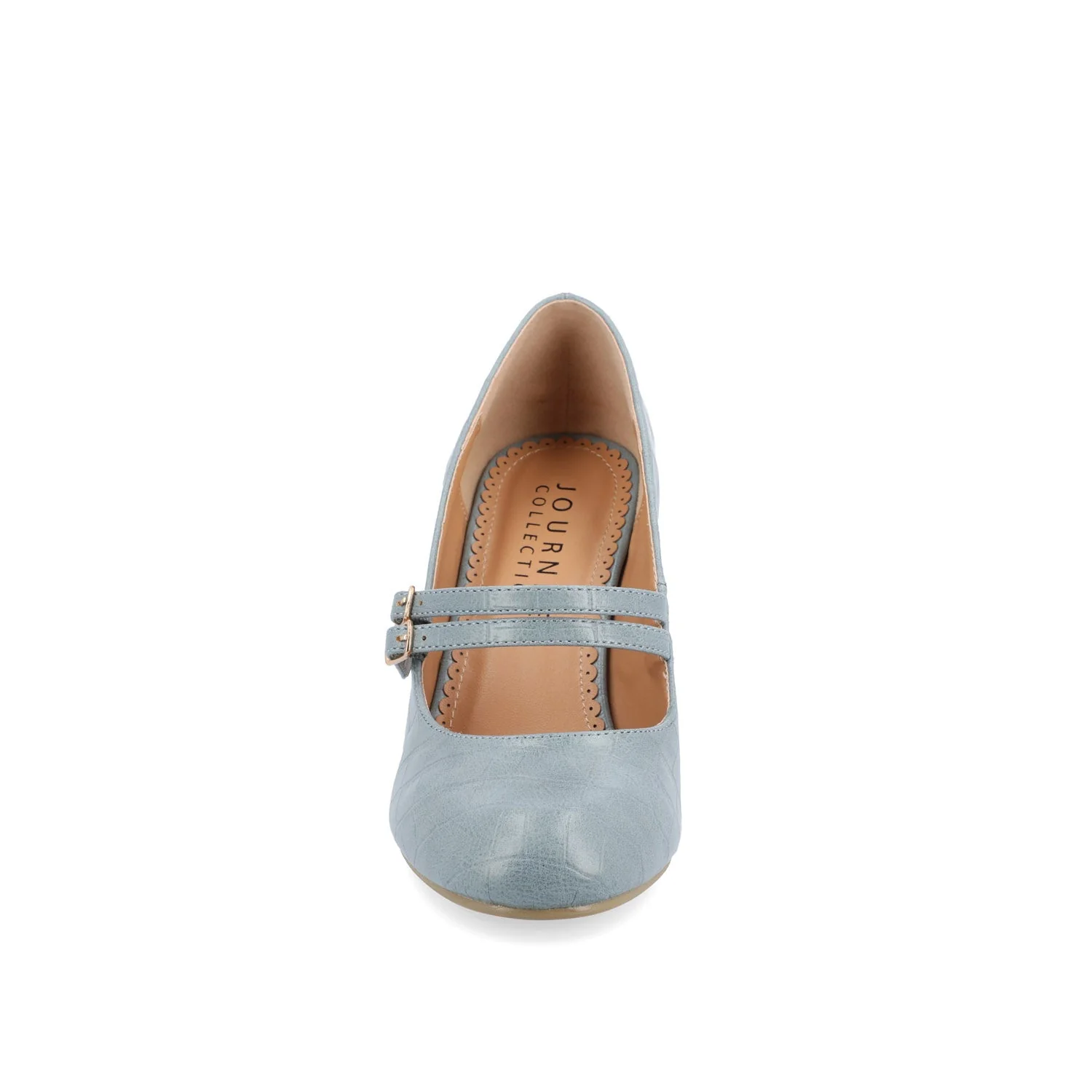 WINDY CROCO MARY JANE PUMP HEELS IN WIDE - Blue - Image 5