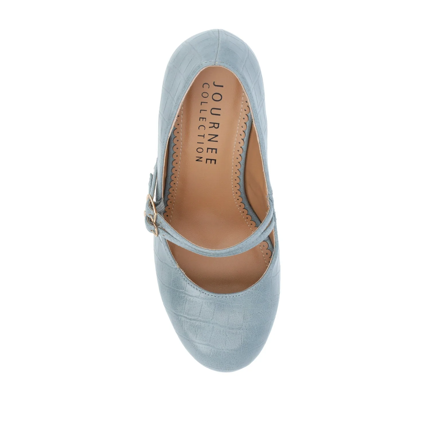 WINDY CROCO MARY JANE PUMP HEELS IN WIDE - Blue - Image 6