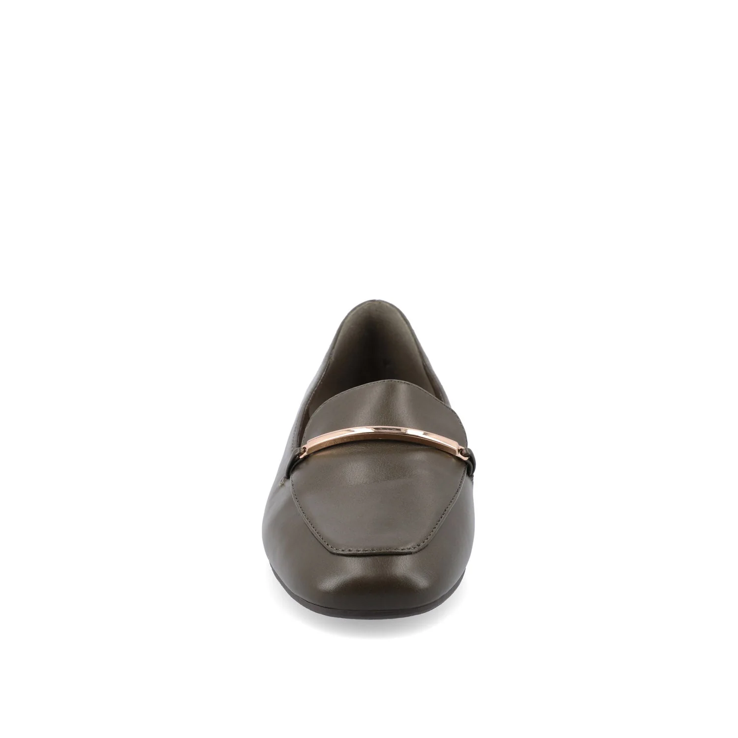 WRENN VEGAN LEATHER LOAFER FLATS IN WIDE - Olive PU - Image 5
