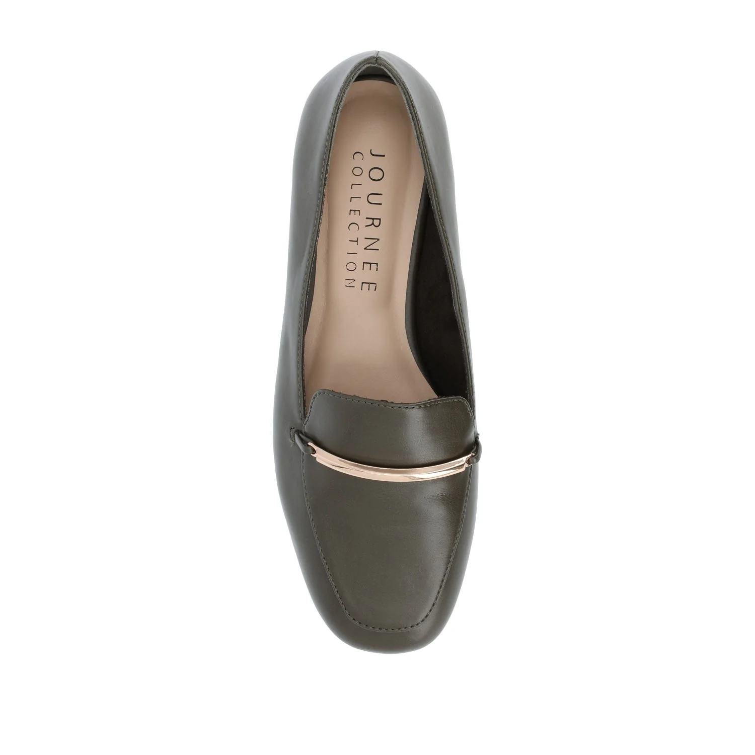 WRENN VEGAN LEATHER LOAFER FLATS IN WIDE - Olive PU - Image 6