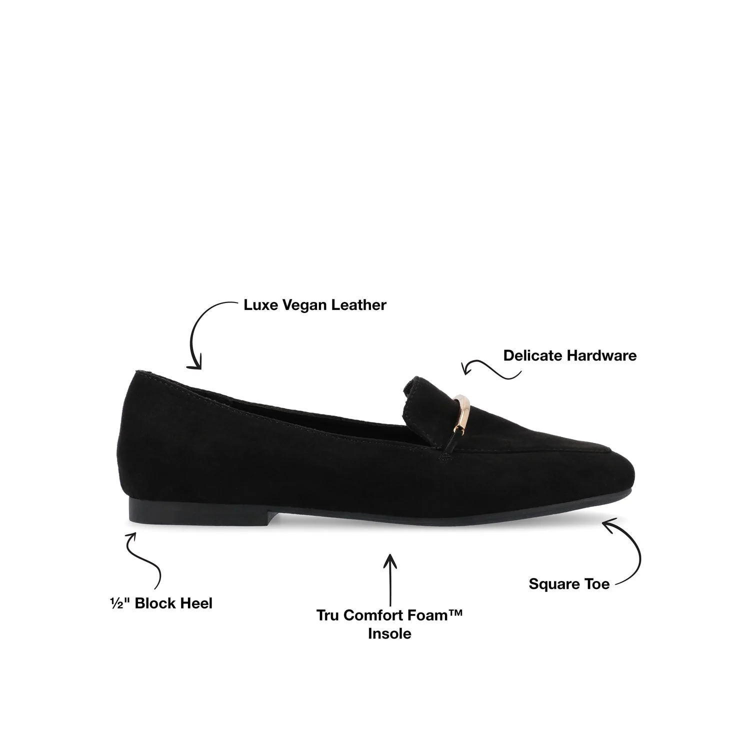 WRENN FAUX SUEDE FLATS IN WIDE - Black Faux Suede - Image 9