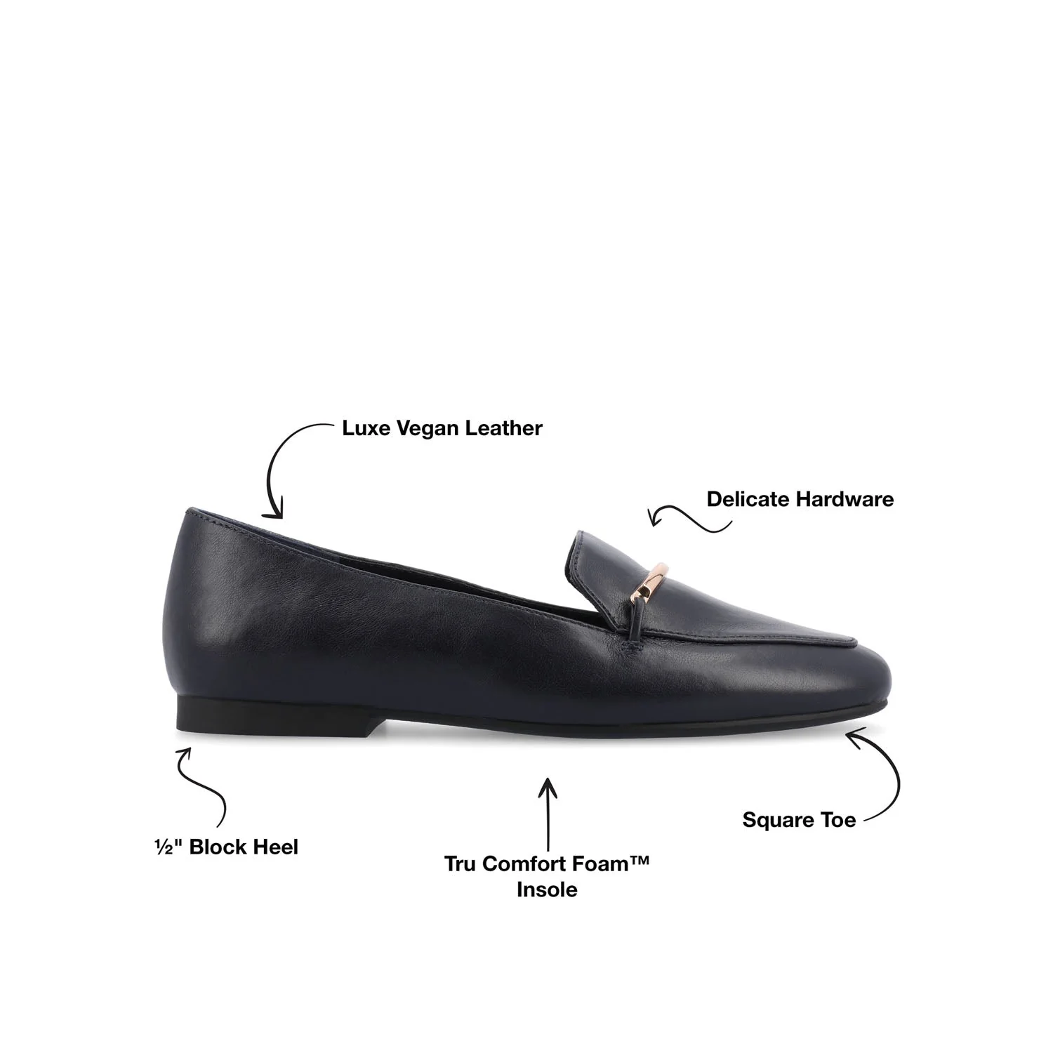 WRENN LOAFER FLATS IN VEGAN LEATHER - Navy PU - Image 9