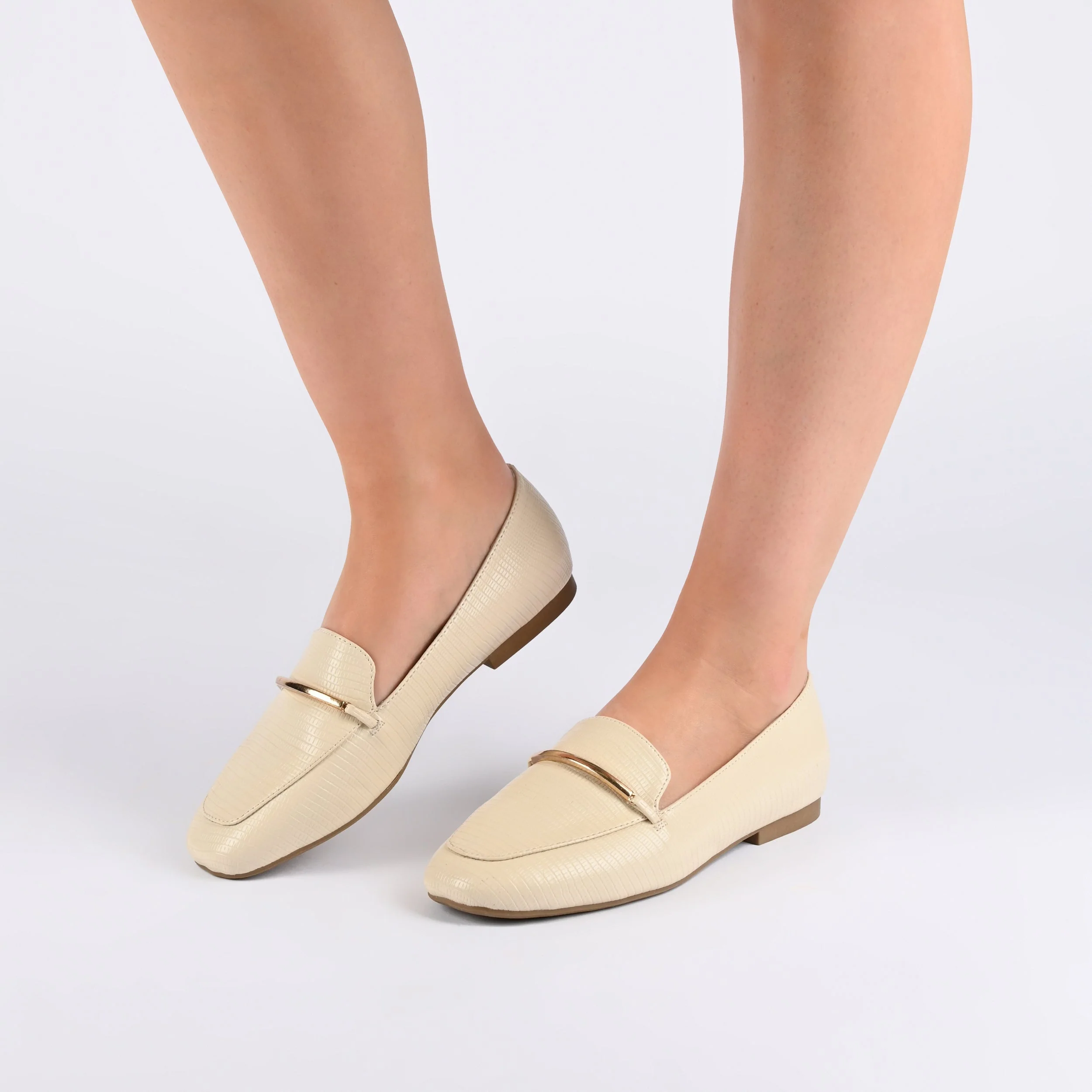 WRENN PRINTED LOAFER FLATS IN WIDE - Ivory Lizard - Image 3