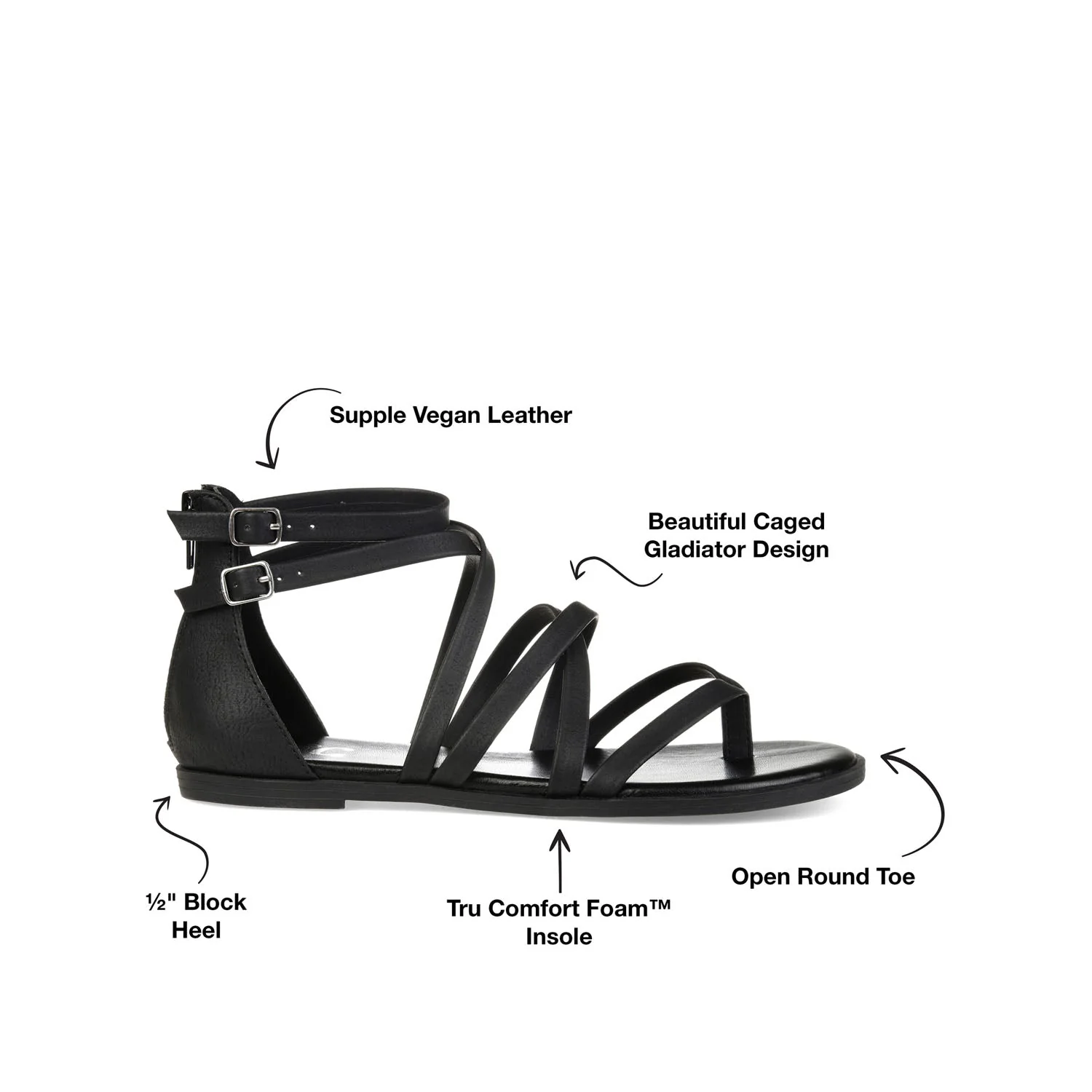 ZAILIE GLADIATOR SANDALS IN WIDE - Black - Image 9