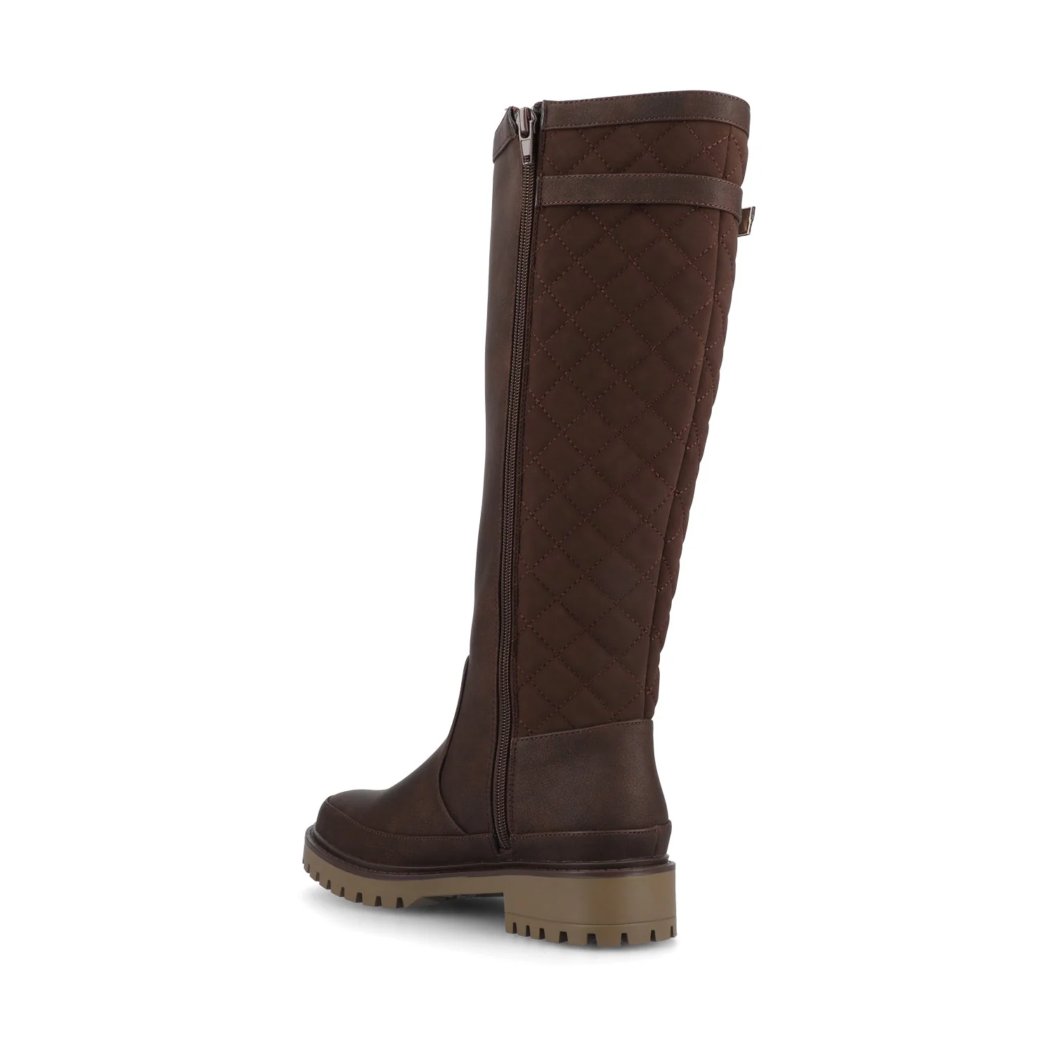 ZEMMIE QUILTED BOOTS IN WIDE CALF - Vintage Chocolate - Image 3